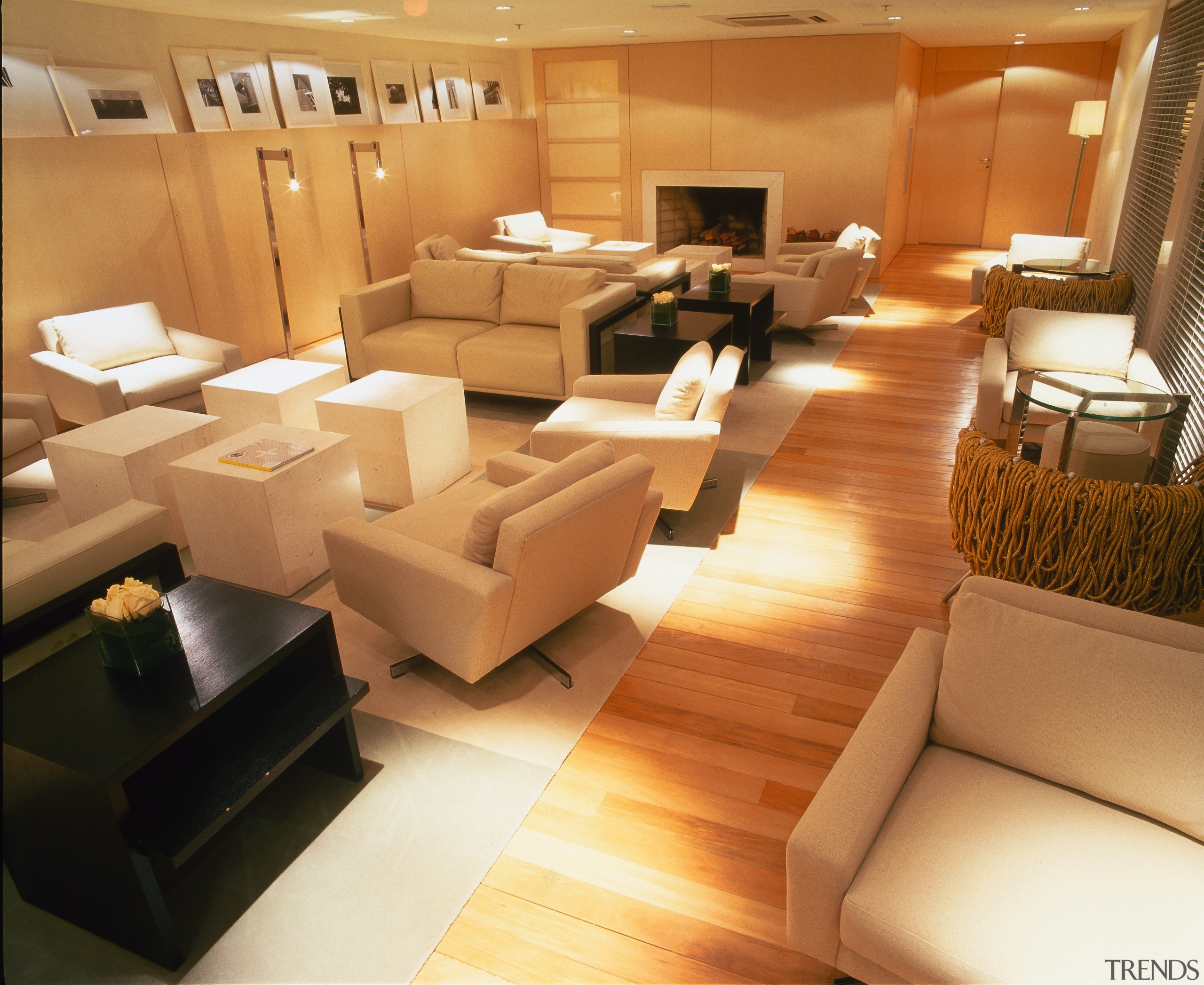 View of the lobby - View of the floor, flooring, furniture, interior design, living room, orange, brown