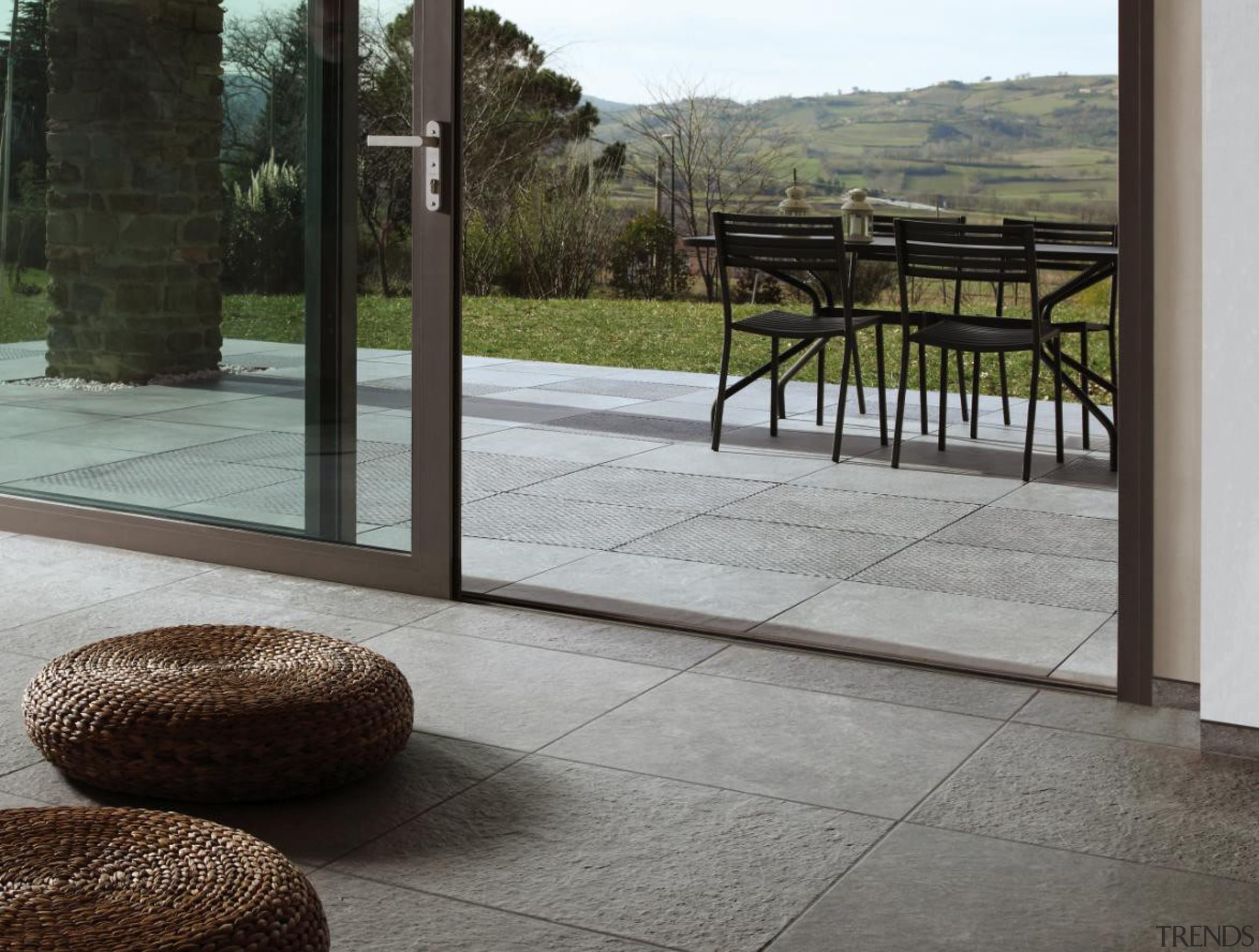 Wire exterior deck tiles - Wire Range - chair, floor, flooring, outdoor structure, patio, property, tile, walkway, wood flooring, gray, black