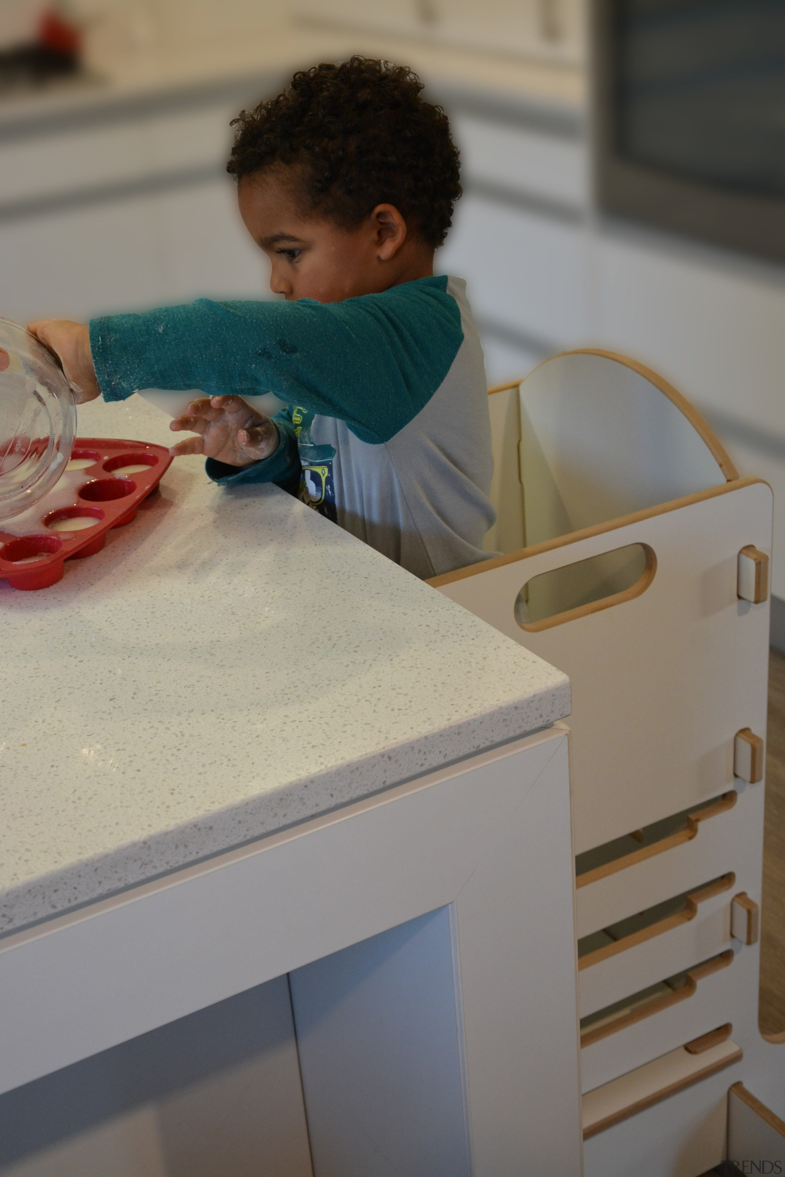 Helping toddlers help themselves at the table is child, design, desk, furniture, material, table, gray