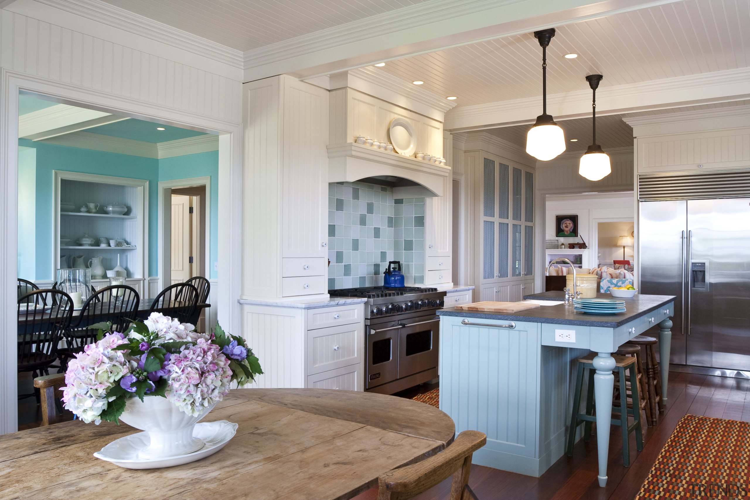 View of kitchen with a traditional look that cabinetry, ceiling, countertop, cuisine classique, home, interior design, kitchen, living room, real estate, room, gray