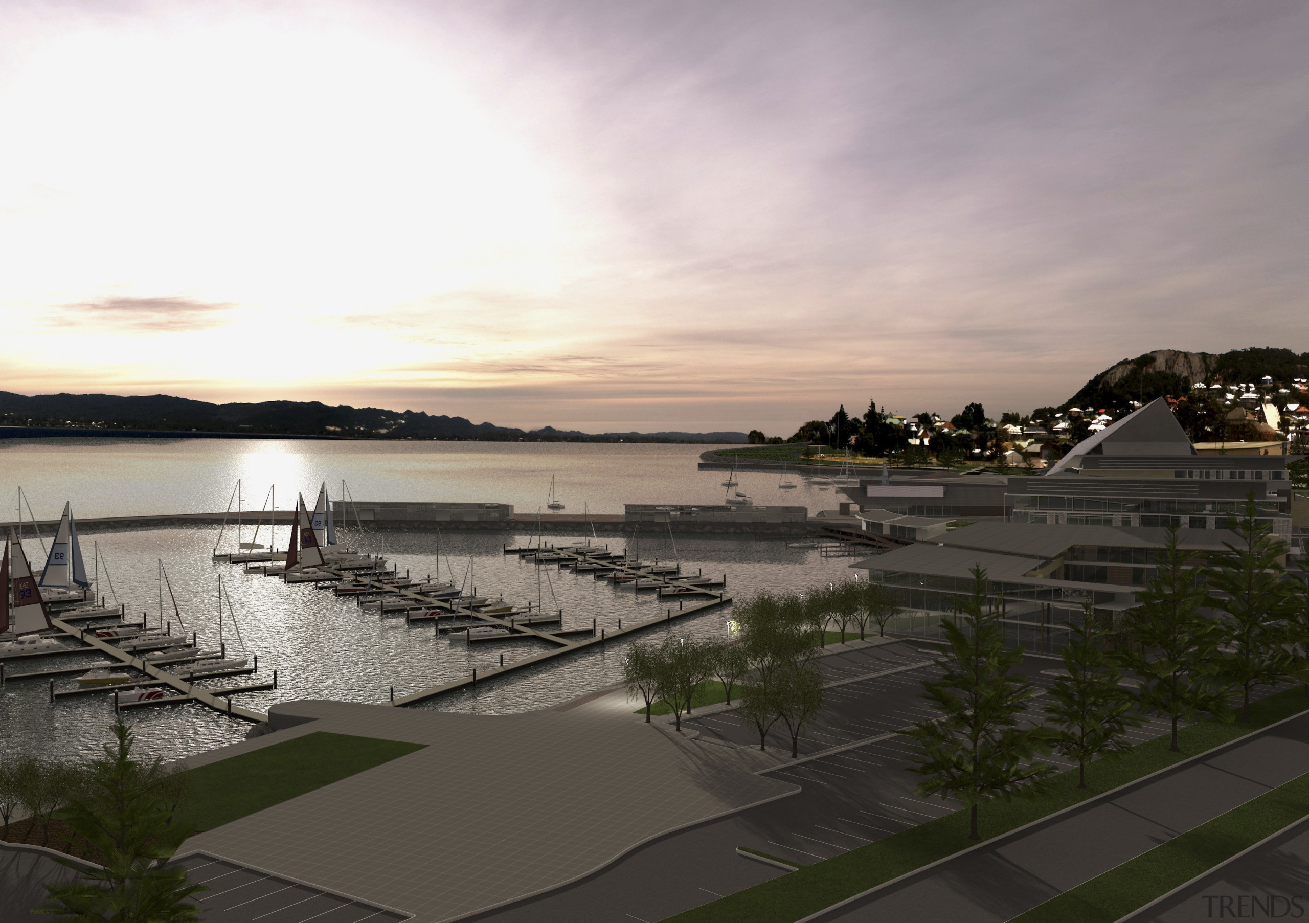 View of the Mandurah Ocean Marina which was cloud, dawn, dock, evening, morning, real estate, reflection, residential area, sky, sunset, water, white