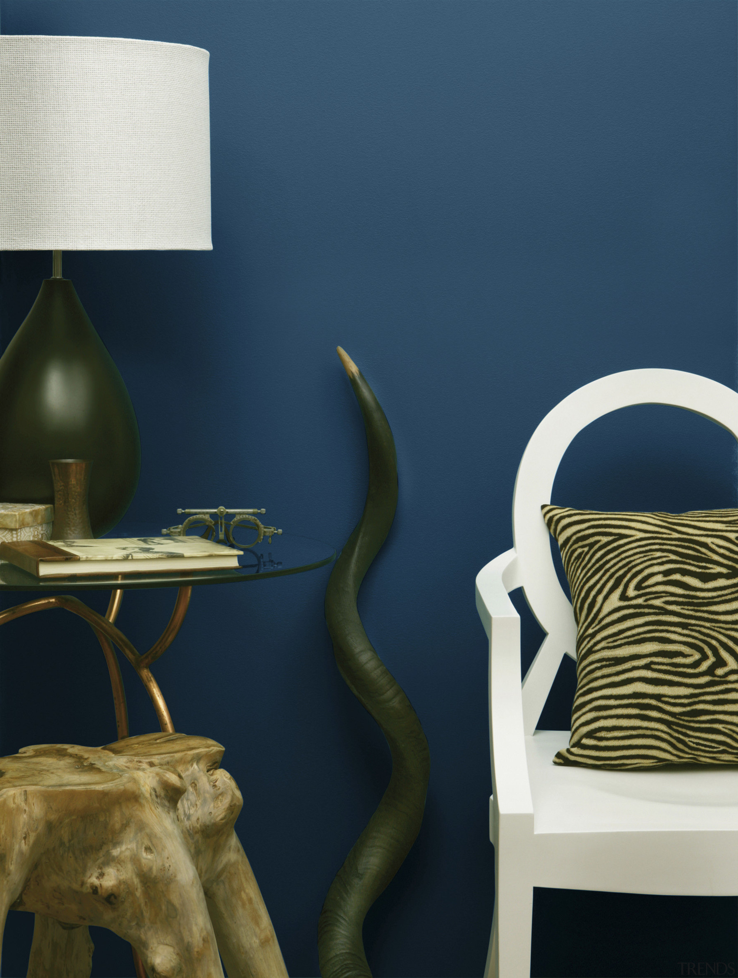 View of a paint option from Resene - blue, chair, furniture, interior design, lighting accessory, product design, still life photography, wall, blue