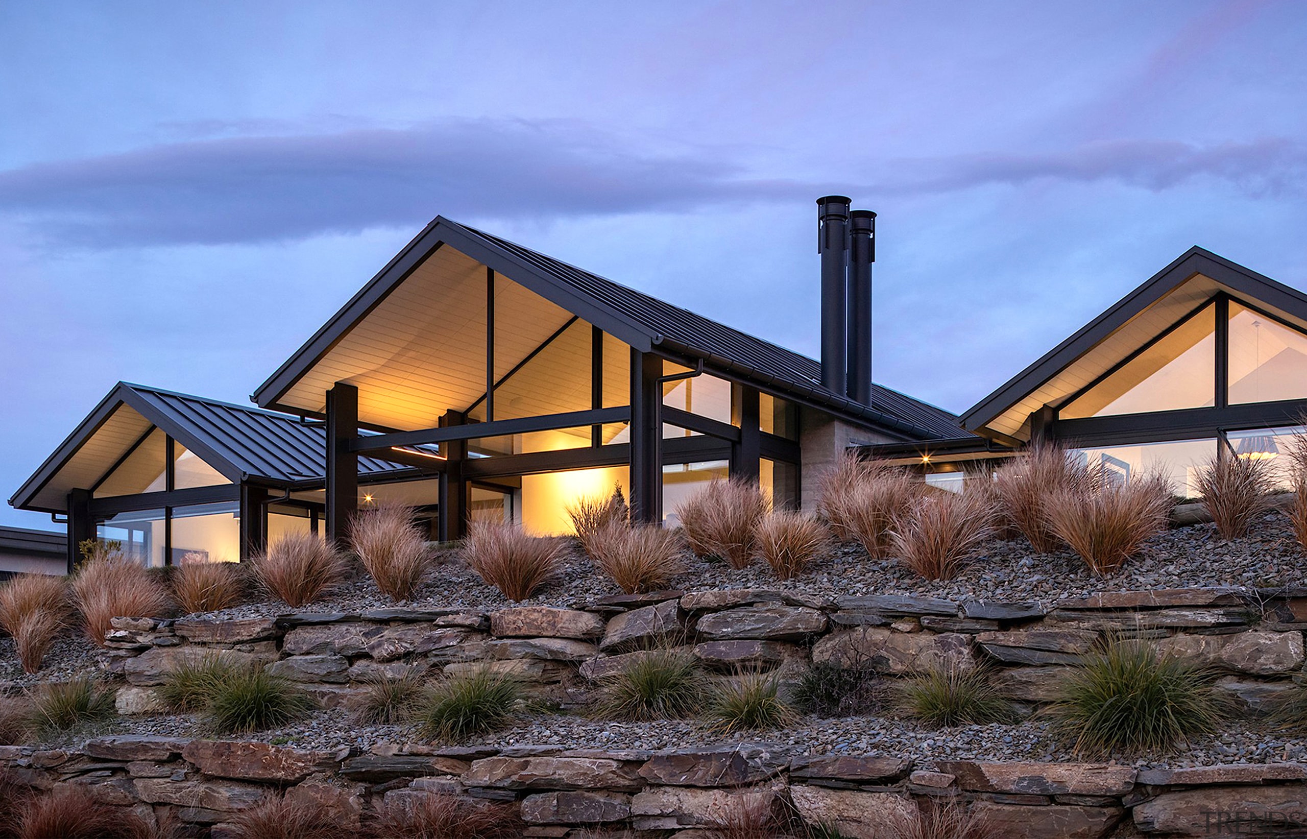 Large eaves over the predominantly glazed Northern elevation 