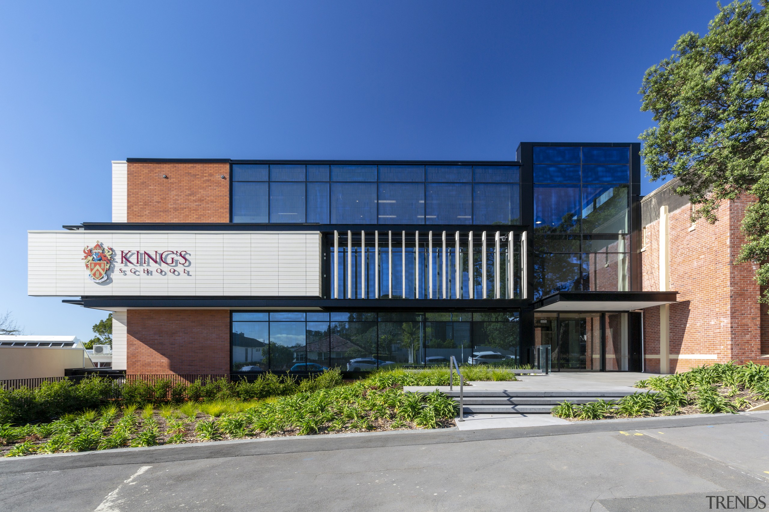 The elegant facade of the new Centennial Building architecture, building, commercial building, corporate headquarters, elevation, facade, home, house, mixed use, property, real estate, residential area, blue