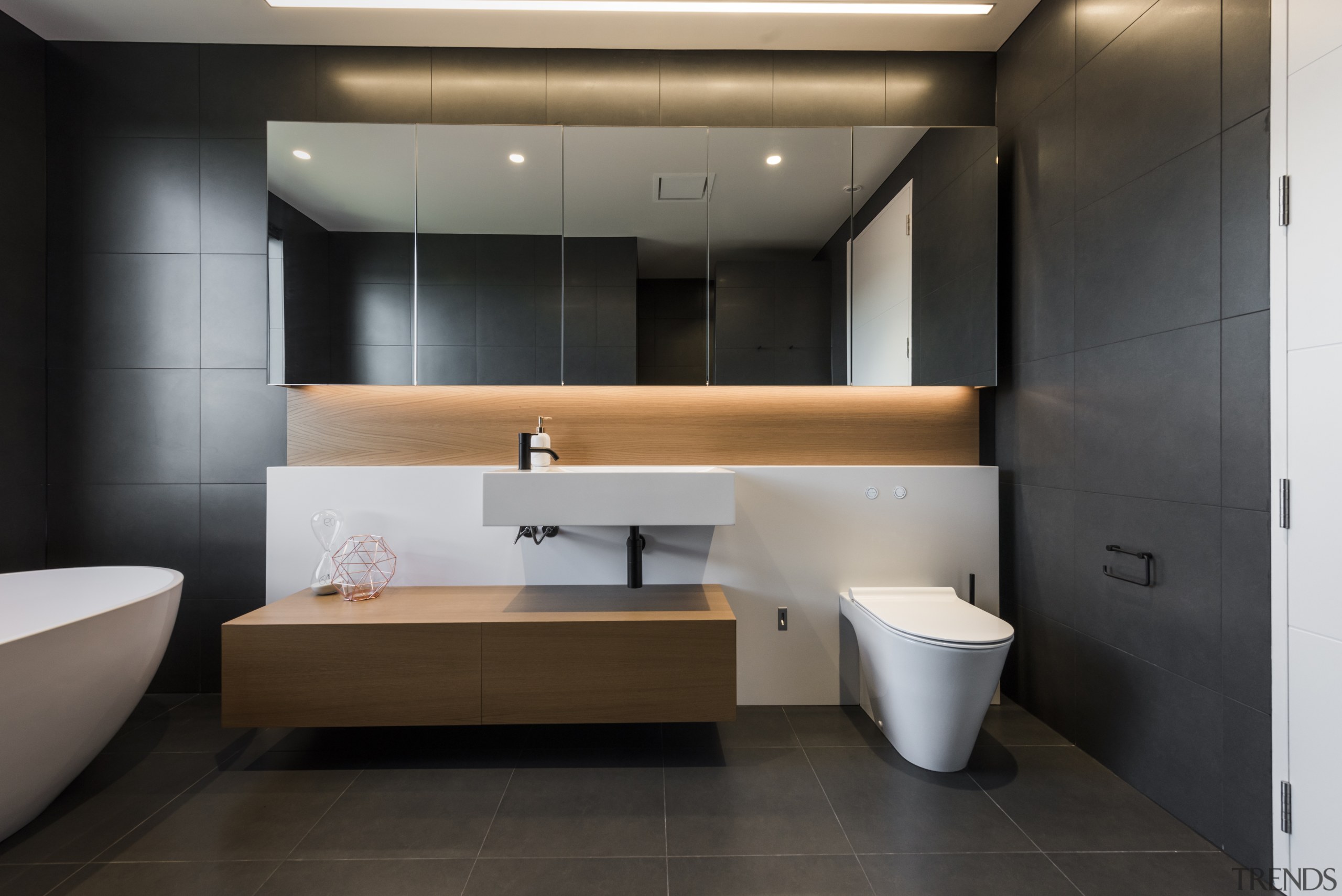 Detail by Davinia Sutton – Runner-up – TIDA bathroom, floor, flooring, interior design, room, sink, black, gray