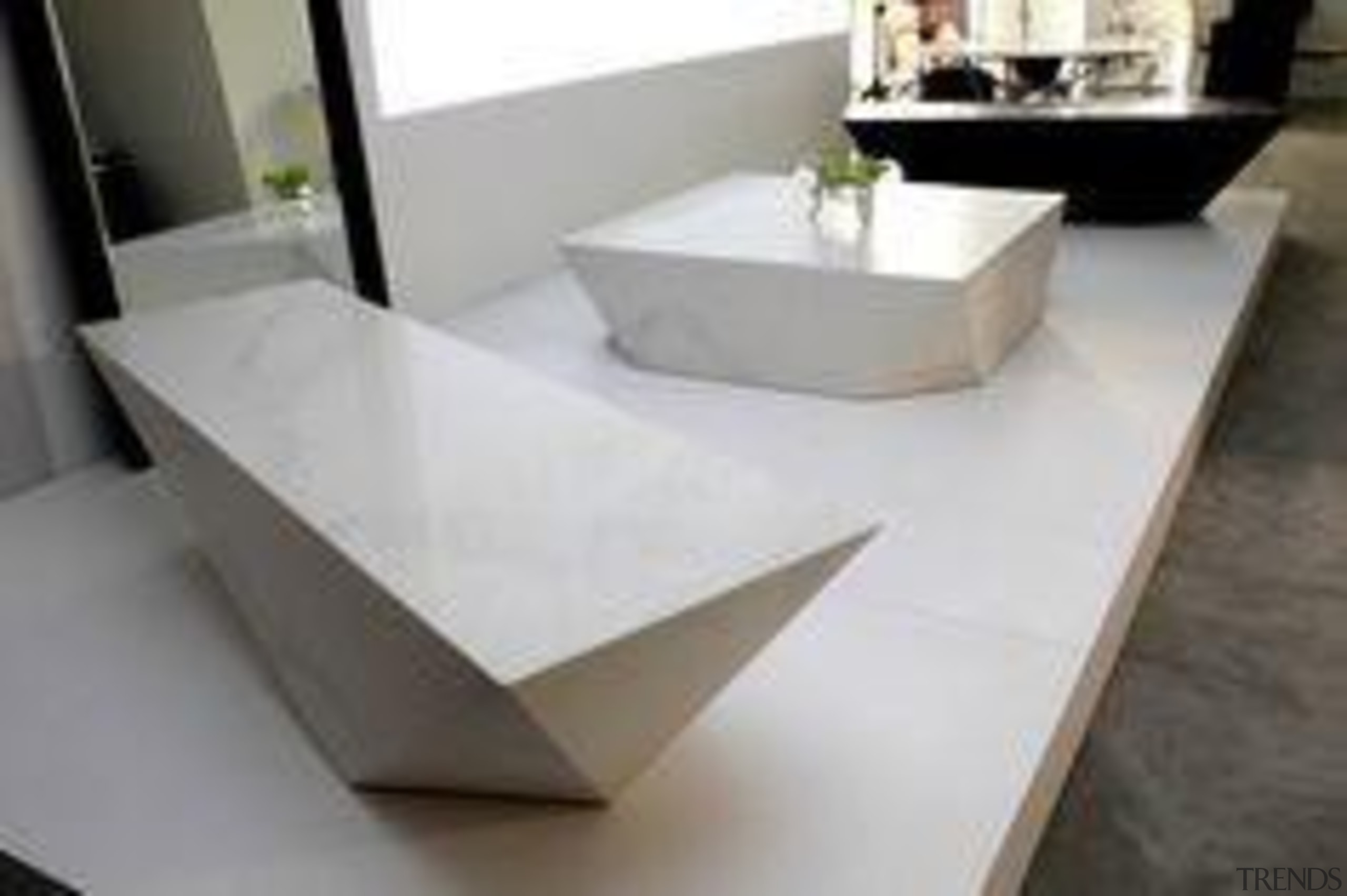 Caesarstone Arctic Benches by Cellini - Caesarstone Arctic coffee table, countertop, floor, flooring, furniture, interior design, product design, sink, table, tile, gray, white