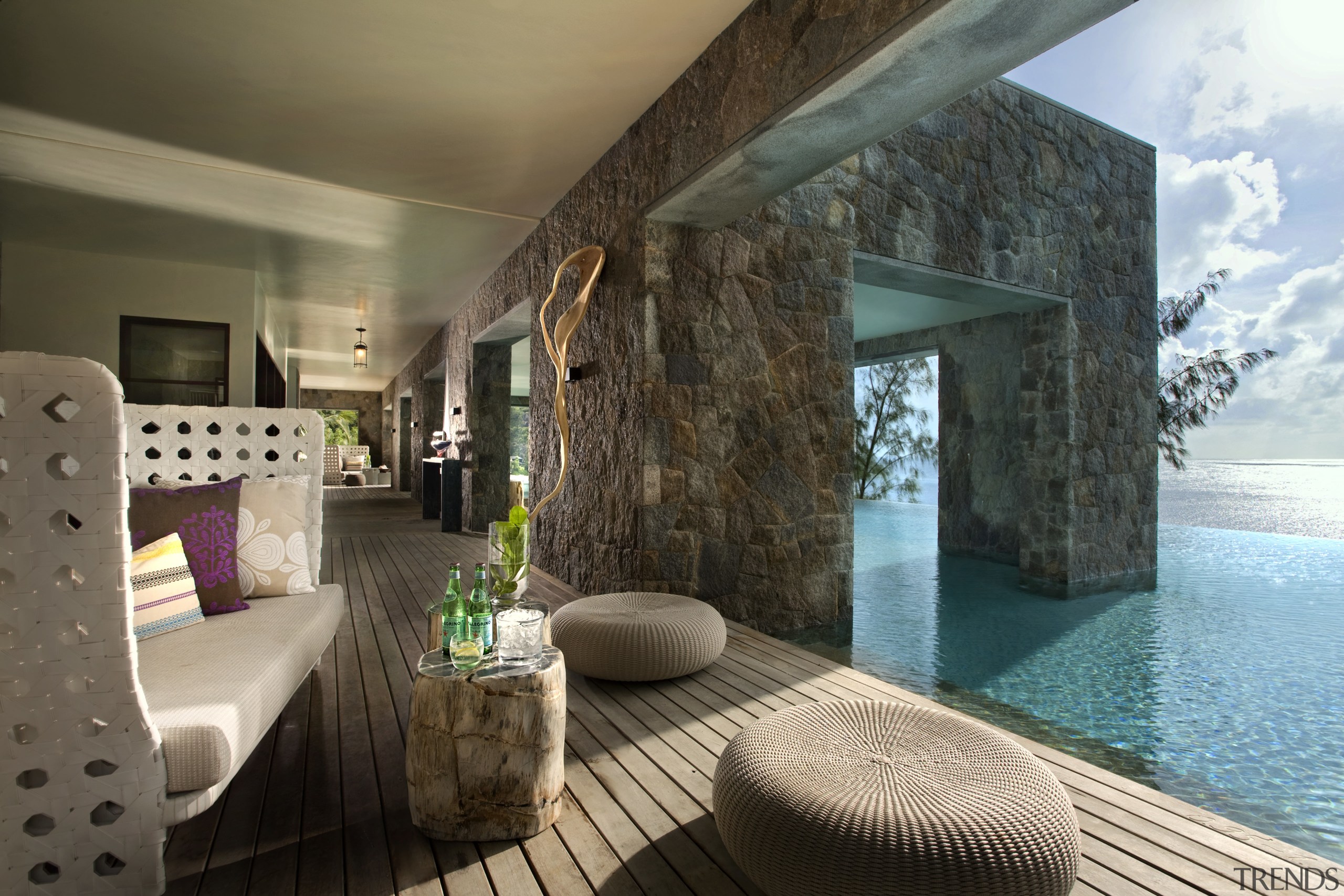 View of Four Seasons Seychelles high-end resort - architecture, estate, home, interior design, room, brown