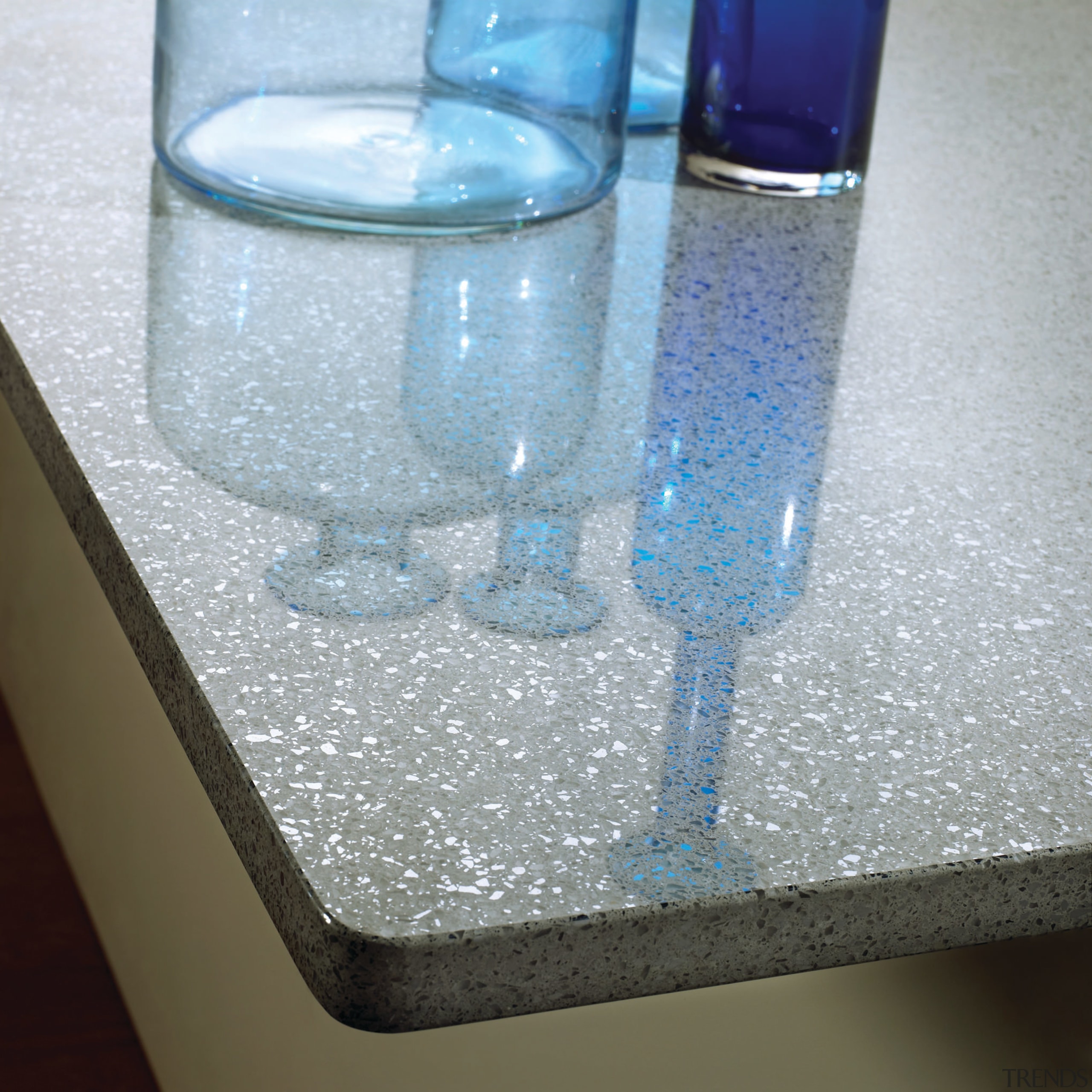 View of Silestone surfaces available from Cosentino. drinkware, glass, product design, tap, water, gray