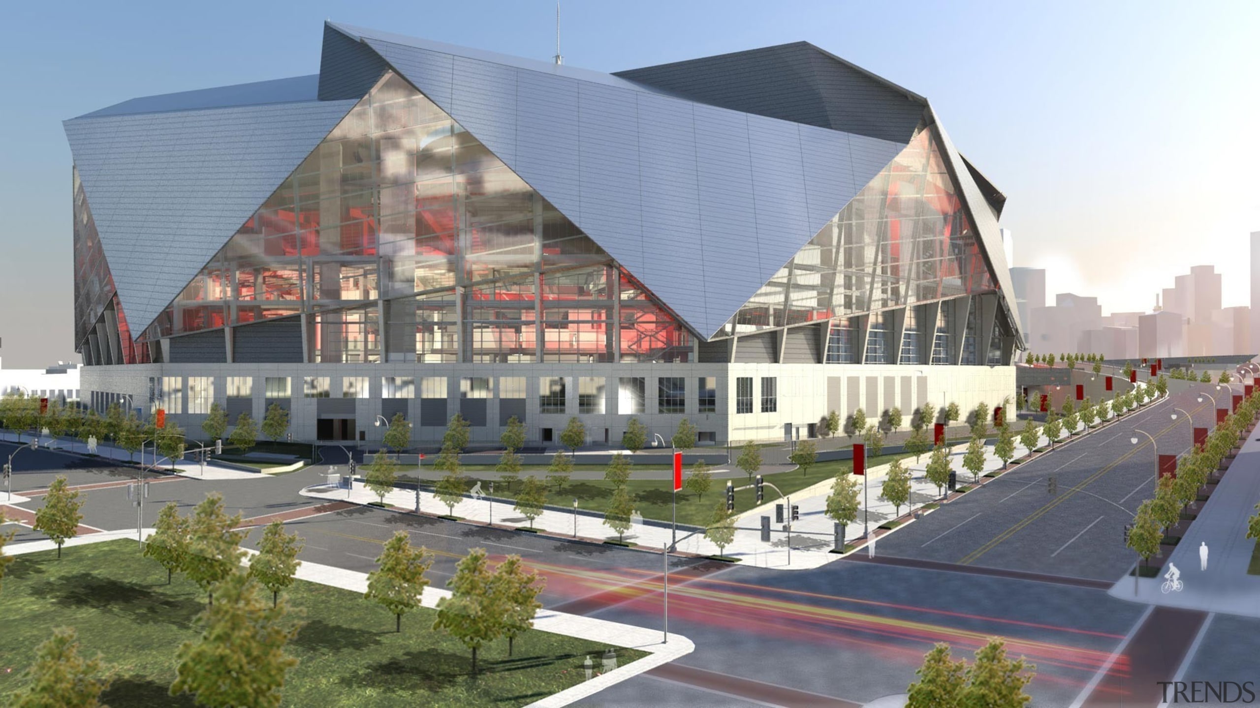 Mercedes-Benz Stadium 02 - Mercedes-Benz Stadium 02 - architecture, building, commercial building, corporate headquarters, headquarters, mixed use, structure, urban design, gray