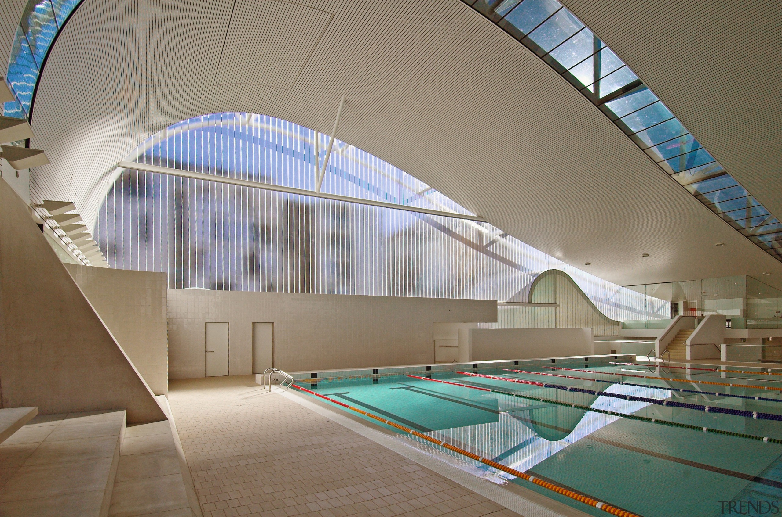 A view of the Interior of the Ian architecture, ceiling, daylighting, estate, interior design, leisure centre, line, roof, structure, tourist attraction, gray, brown