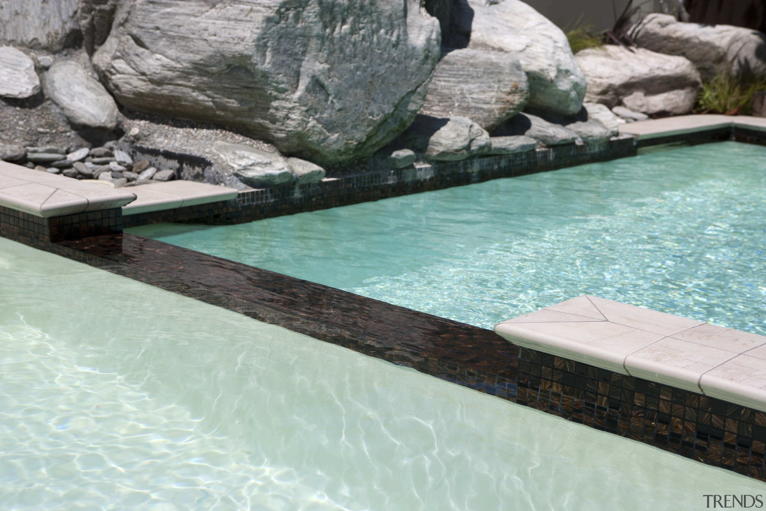 View of contemporary house with pool. - View leisure, swimming pool, water, water feature, water resources, gray