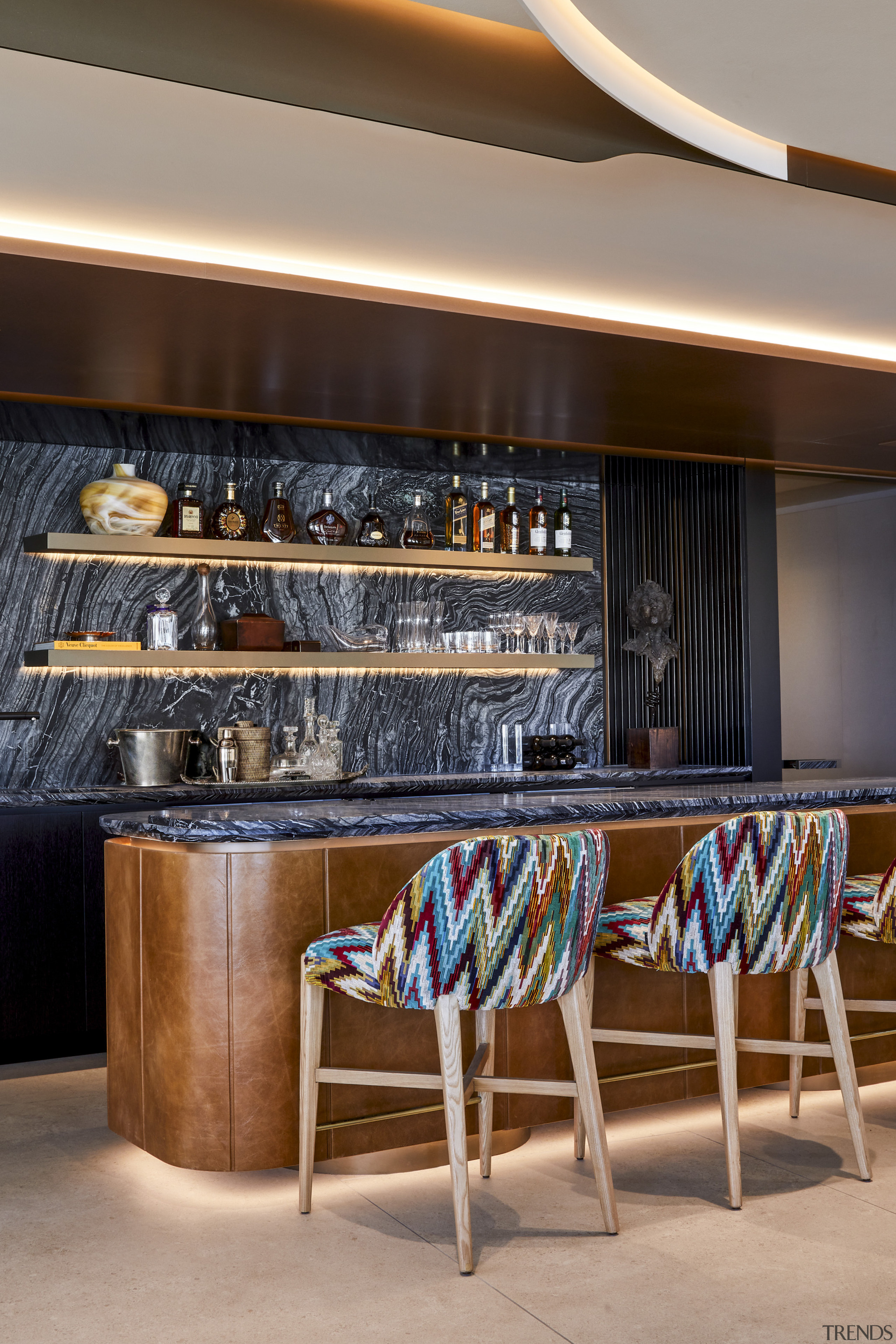 The hand-chiseled bar, which doubles up as a 