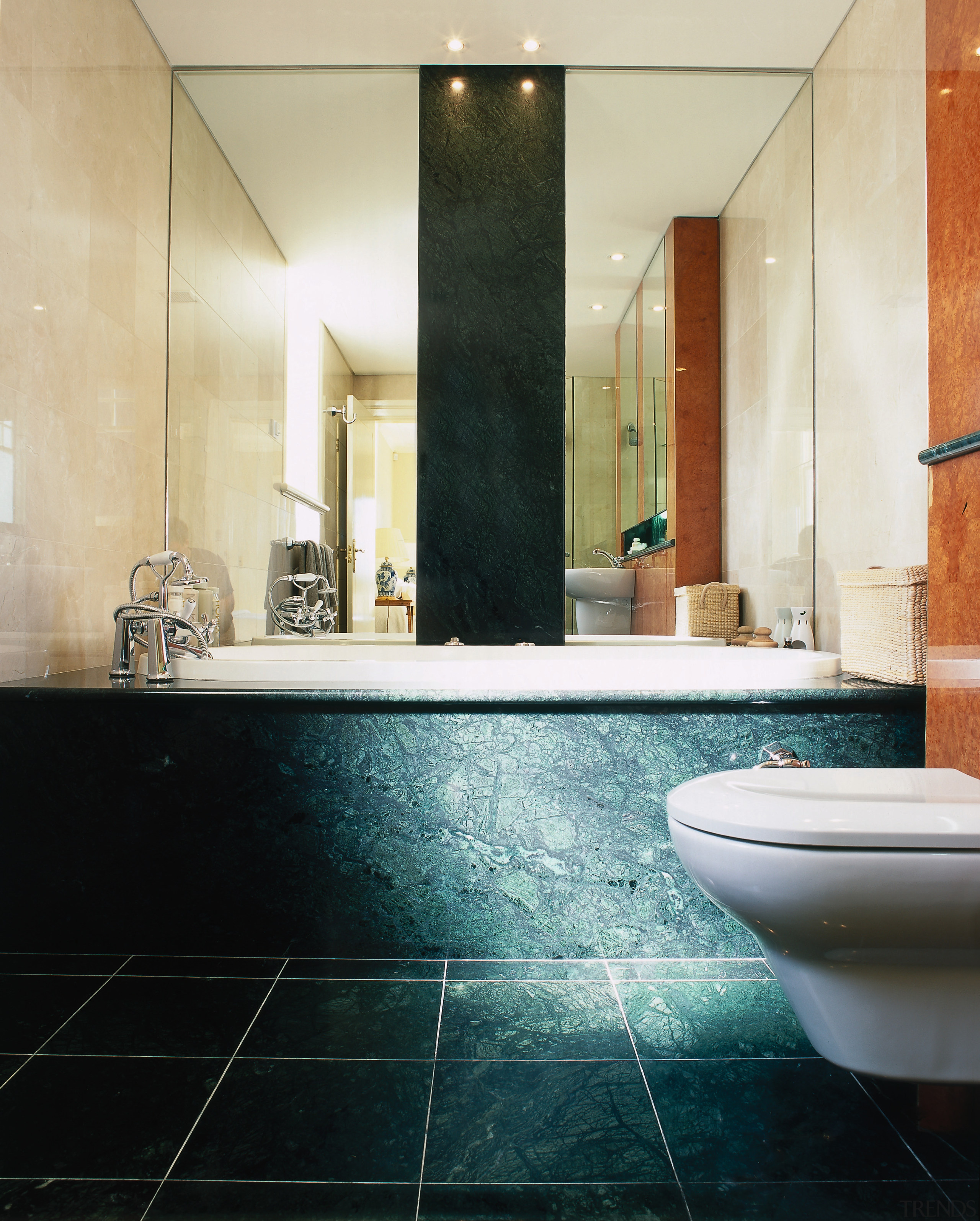 view of the jade green marble tiles anda architecture, bathroom, floor, flooring, interior design, room, tile, wall, orange, black