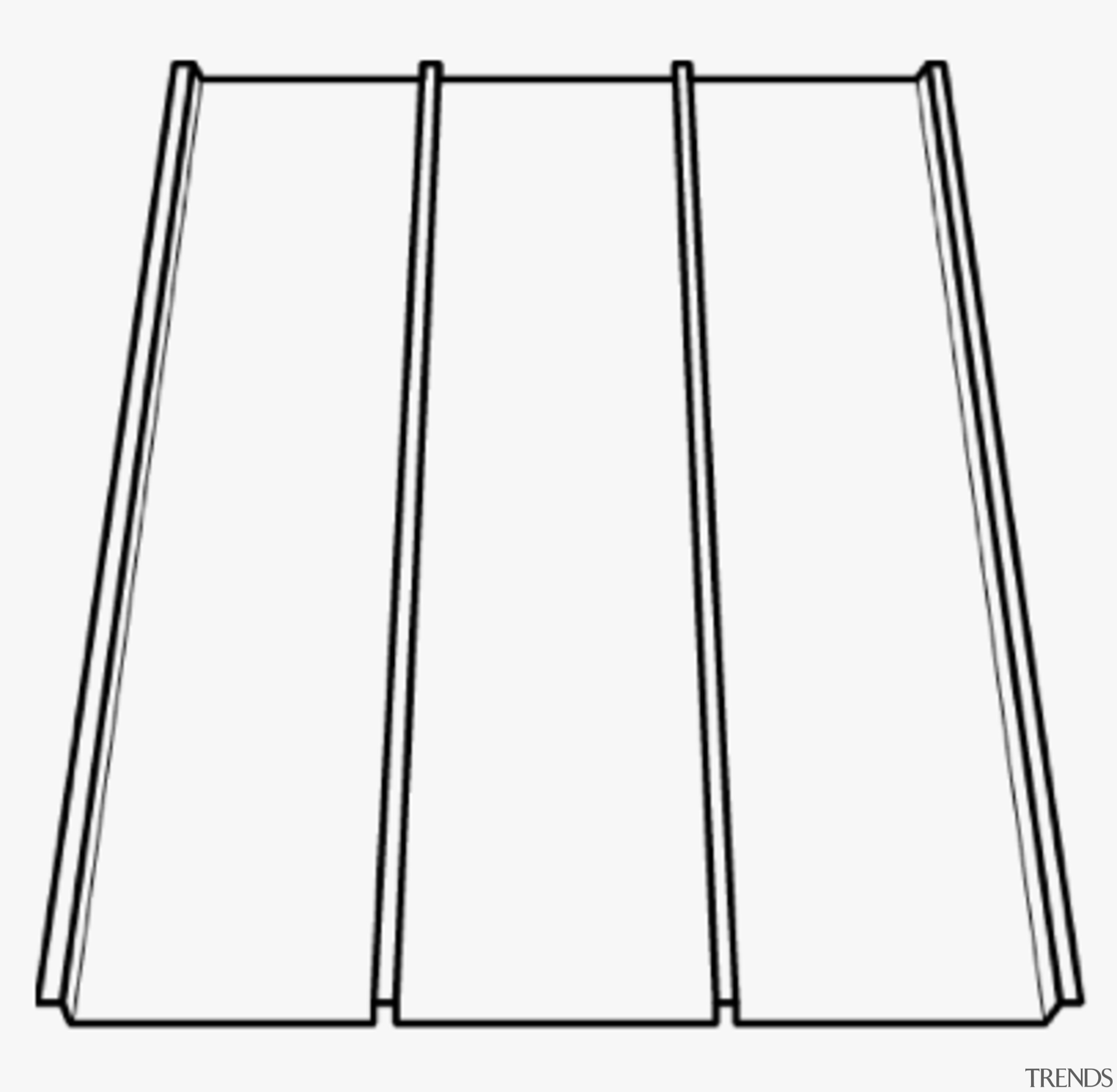 The sleek aesthetic of the tray profile has angle, area, black and white, furniture, line, product, rectangle, structure, table, triangle, white