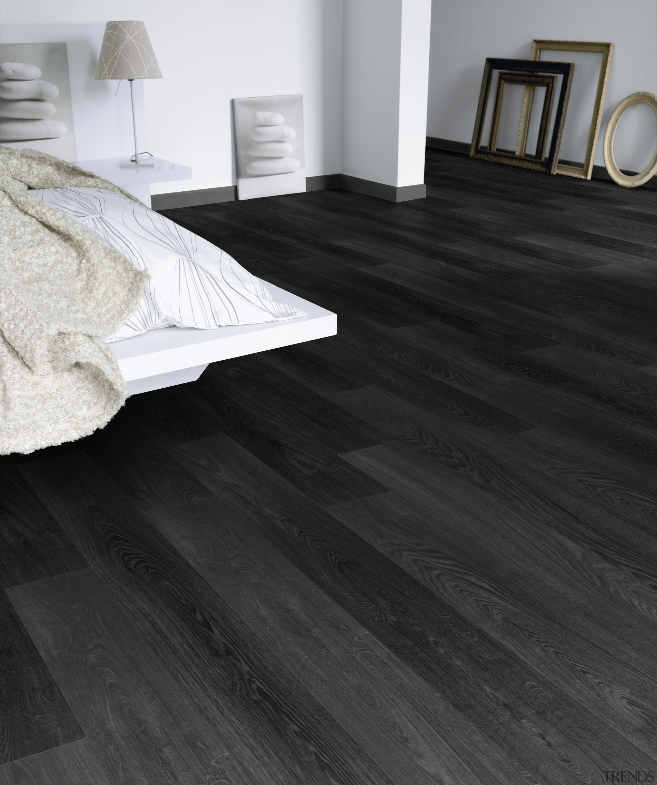 View of laminate flooring from Tarkett Australia. - black and white, floor, flooring, hardwood, interior design, laminate flooring, tile, wood, wood flooring, wood stain, black