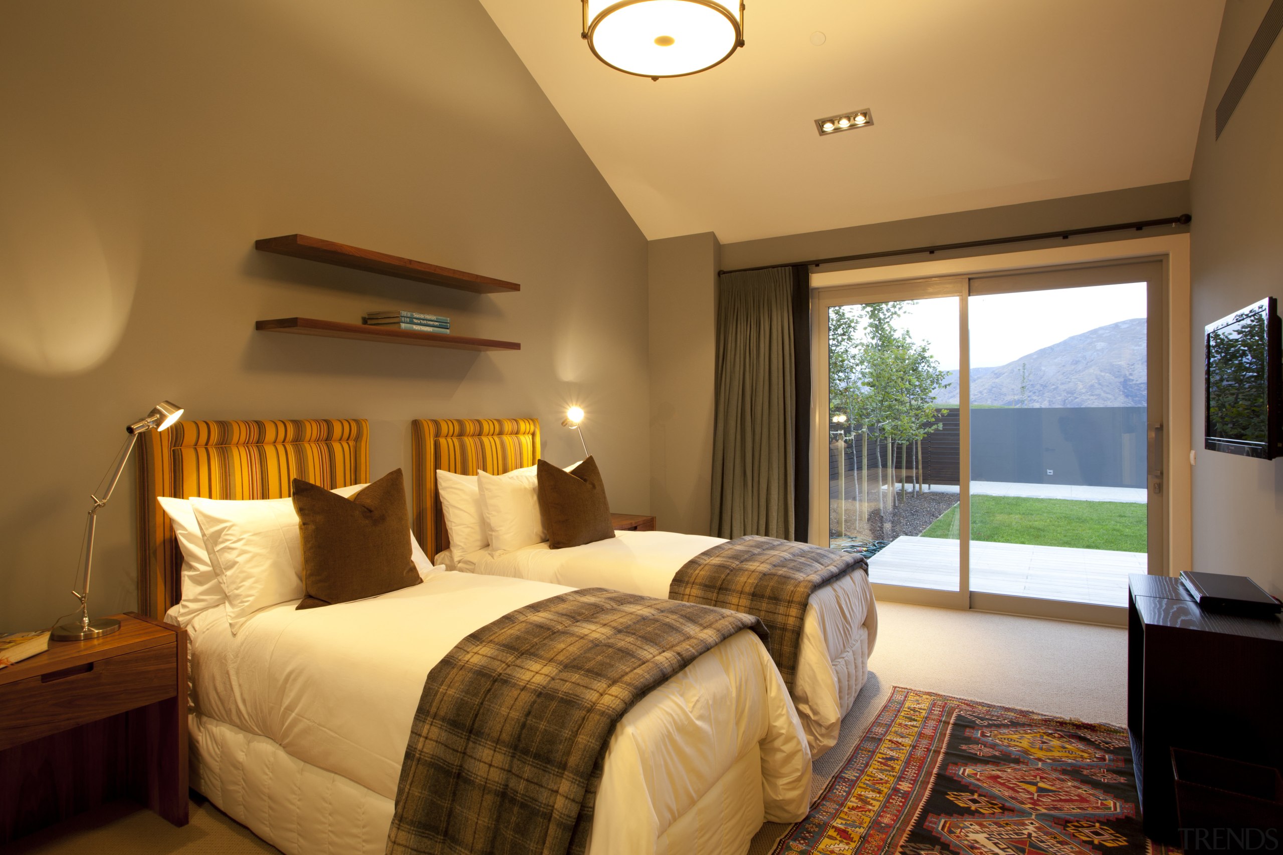 View of a bedroom - View of a bedroom, ceiling, estate, home, interior design, real estate, room, suite, window, brown, orange