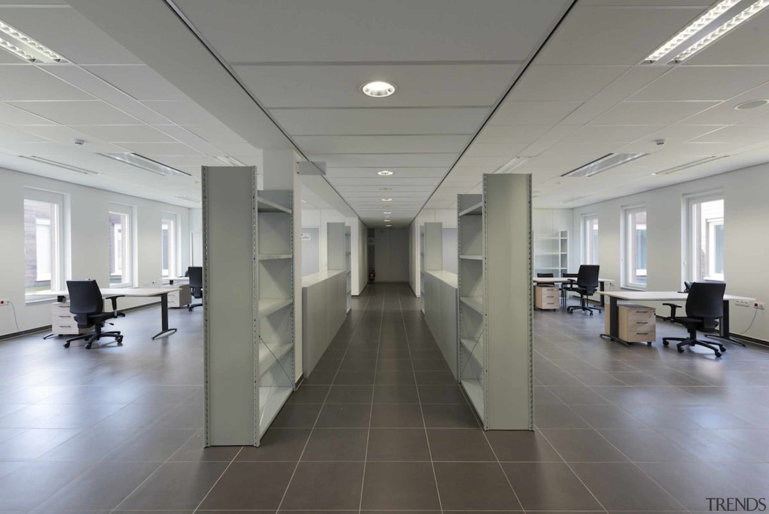 569 firestation - 569 firestation - ceiling | ceiling, floor, flooring, interior design, lobby, office, gray