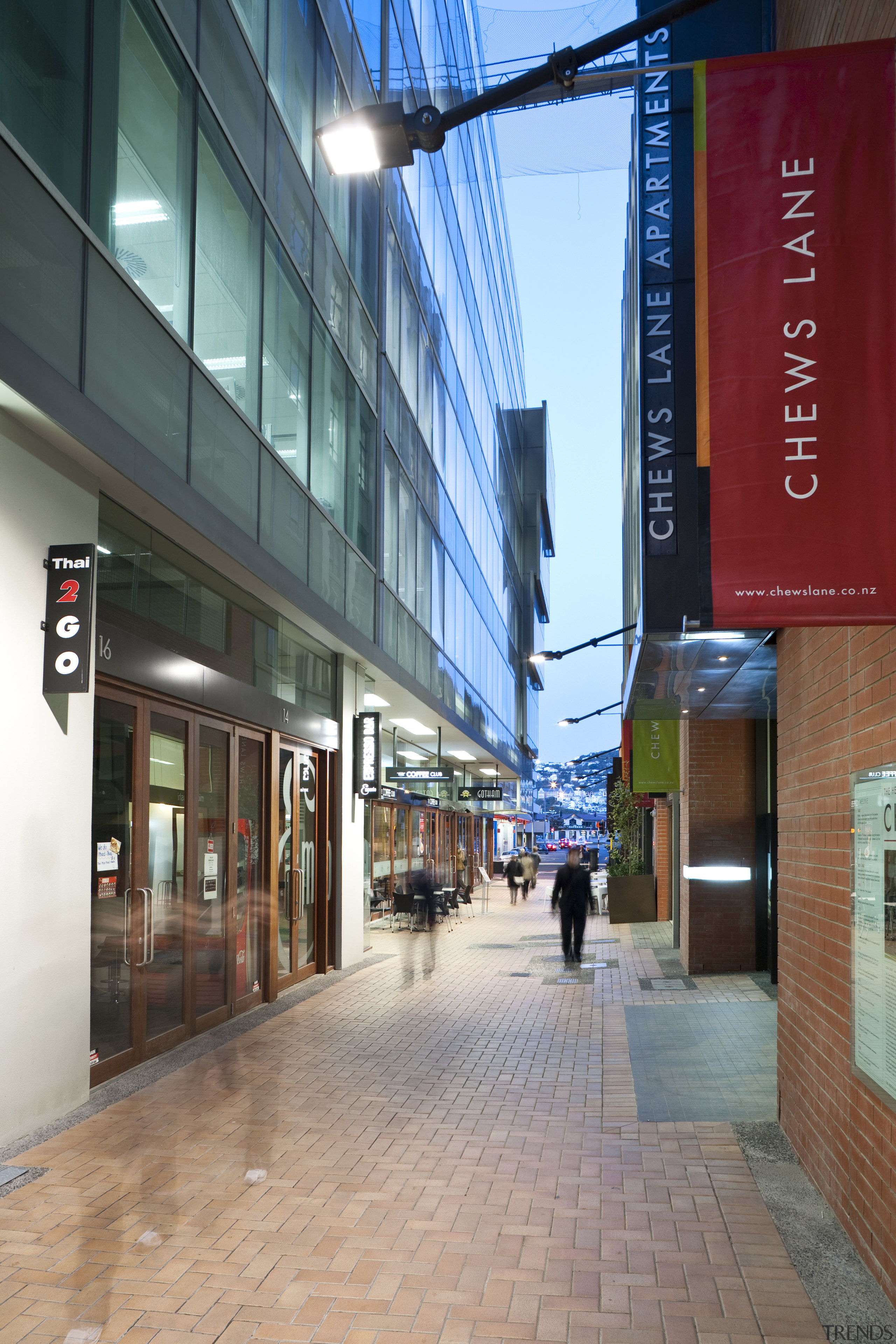 external shop view of chews lane development. By building, city, downtown, metropolitan area, neighbourhood, shopping mall, town, gray