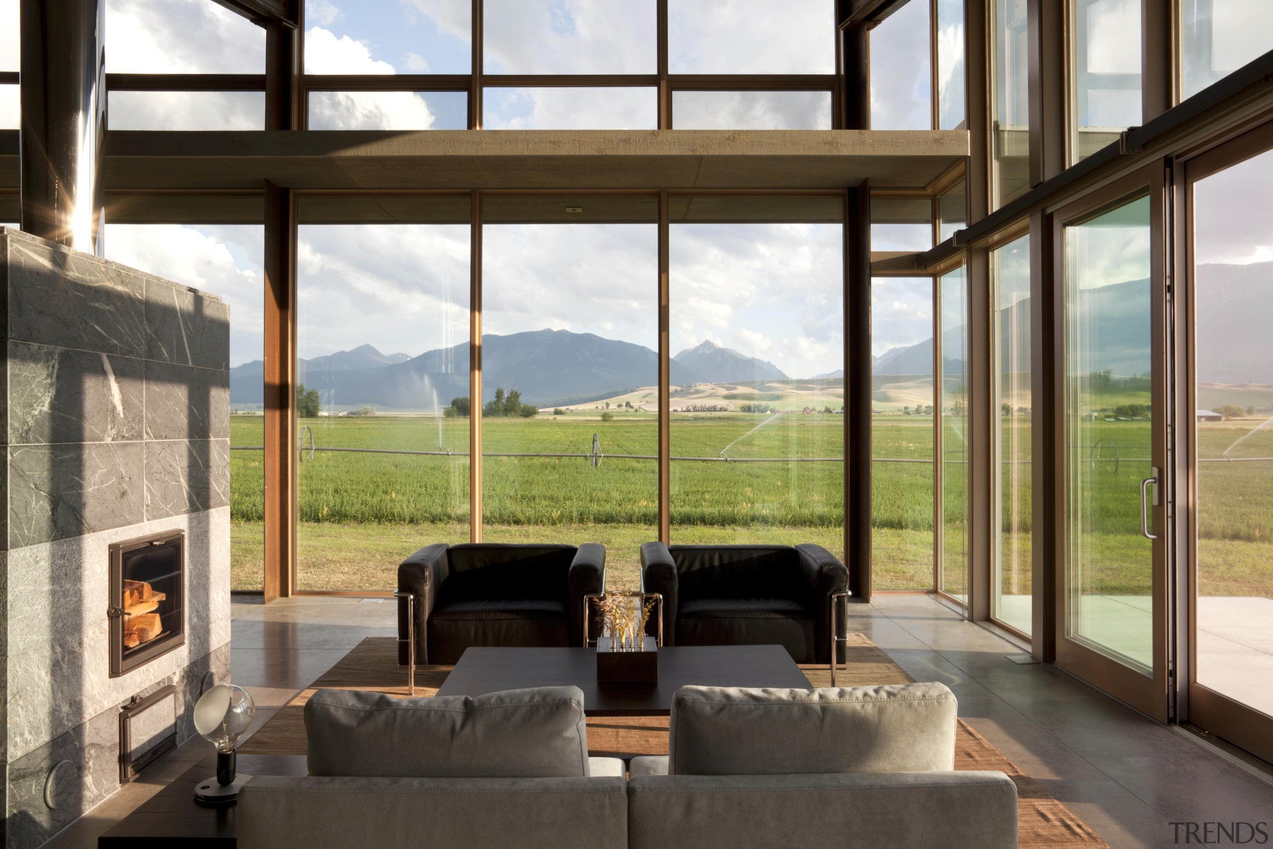  Architect: Olson Kundig Architects  home, house, interior design, living room, real estate, window, black, white