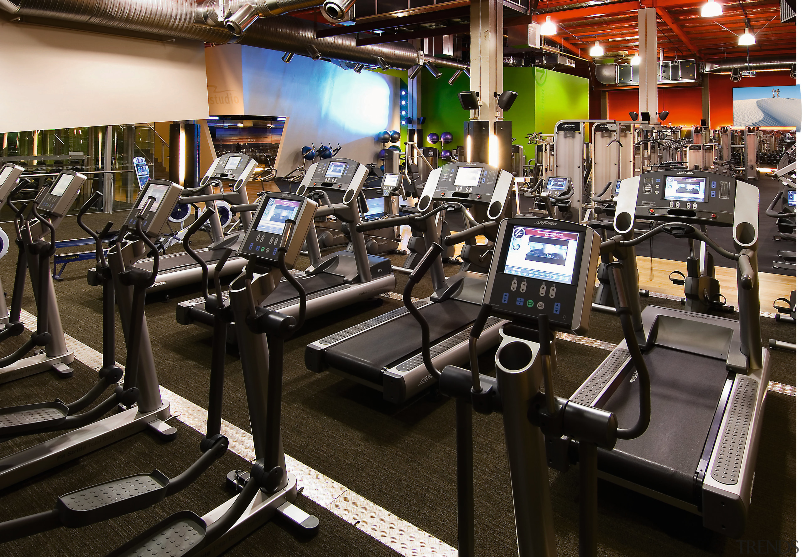 A view of some fitness equipment from Life gym, room, structure, black