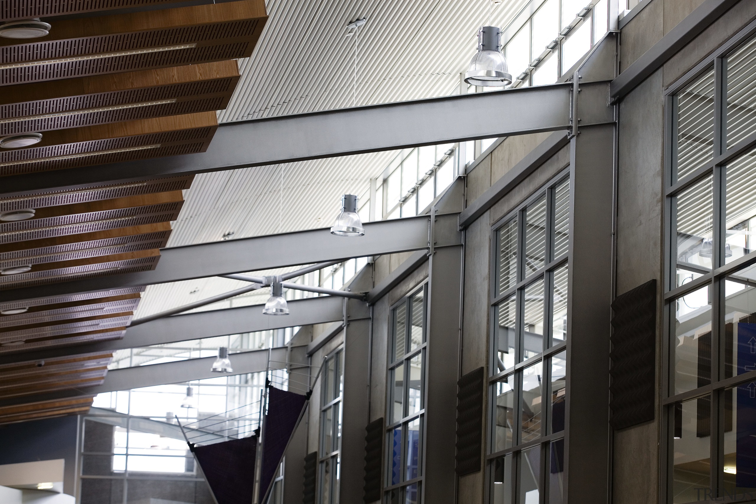 A view of the Papa,oa Library. - A architecture, building, daylighting, facade, glass, roof, structure, window, black, gray