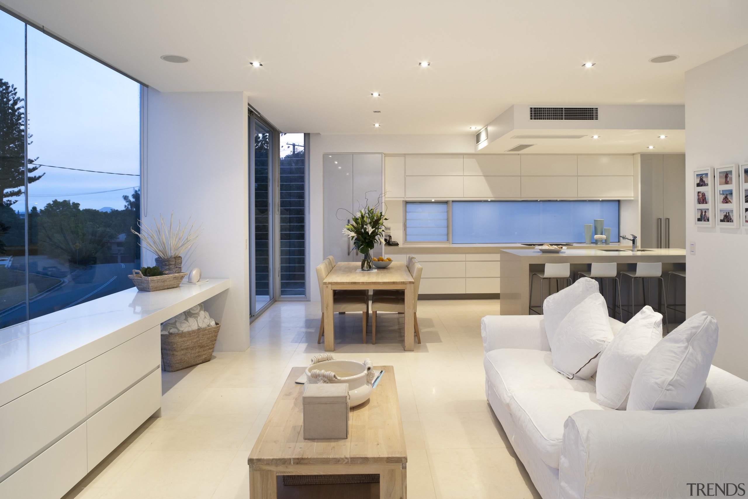 View of Home in Noosa by architects Resitsma architecture, home, house, interior design, living room, property, real estate, gray