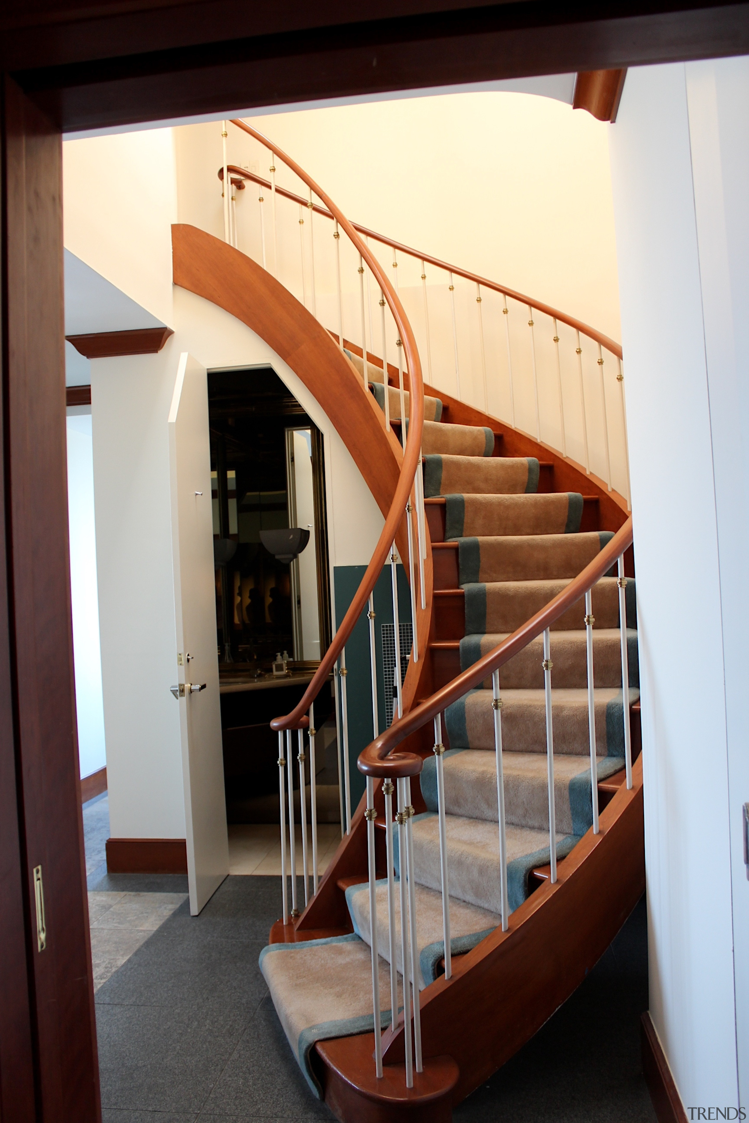 ​​​​​​​Before – this existing circular staircase was enclosed architecture, baluster, building, handrail, hardwood, house, interior design, stairs, wood, Andrew Wilkinson