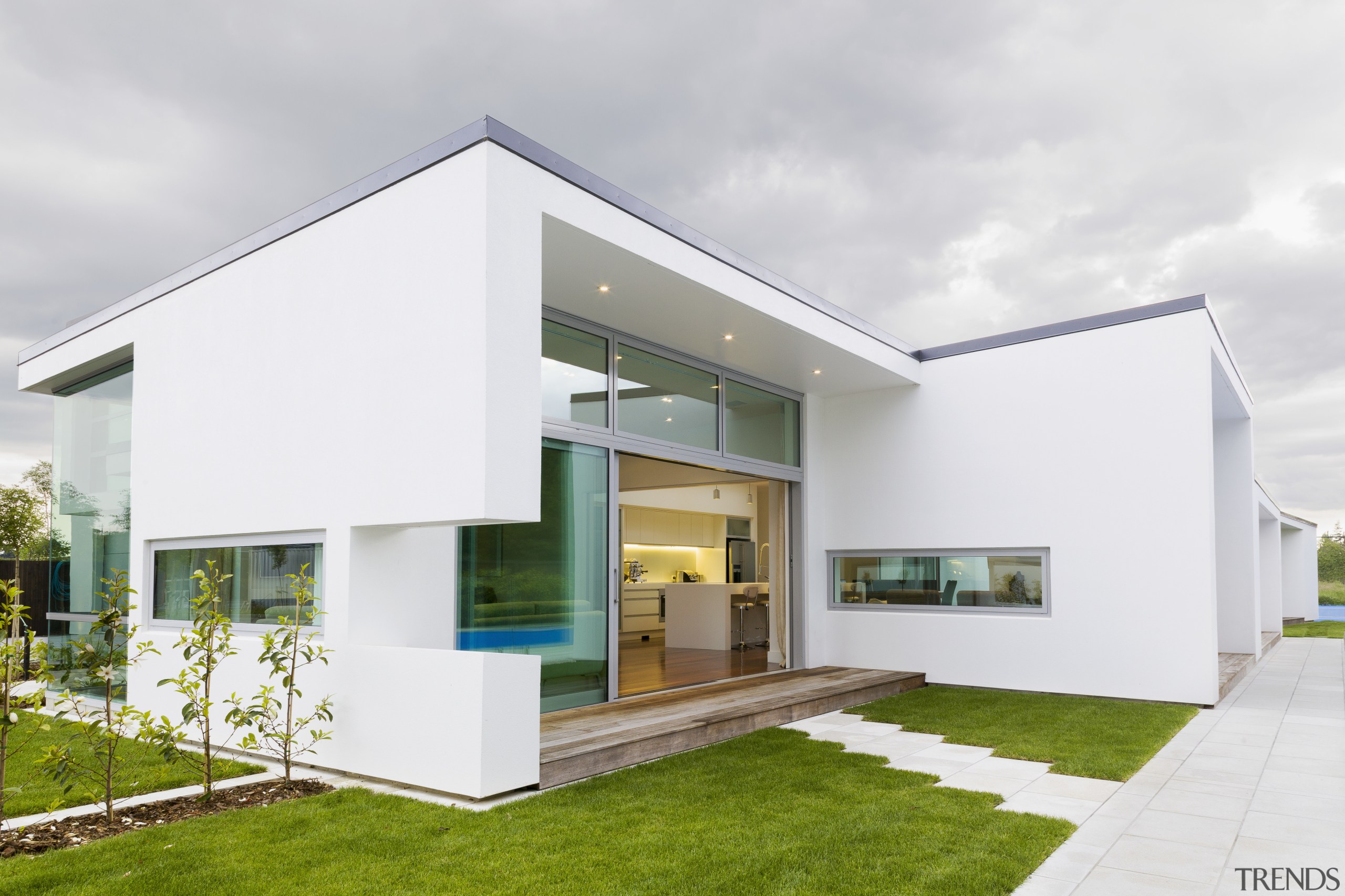 Contemporary new home - Contemporary new home - architecture, elevation, facade, home, house, property, real estate, white