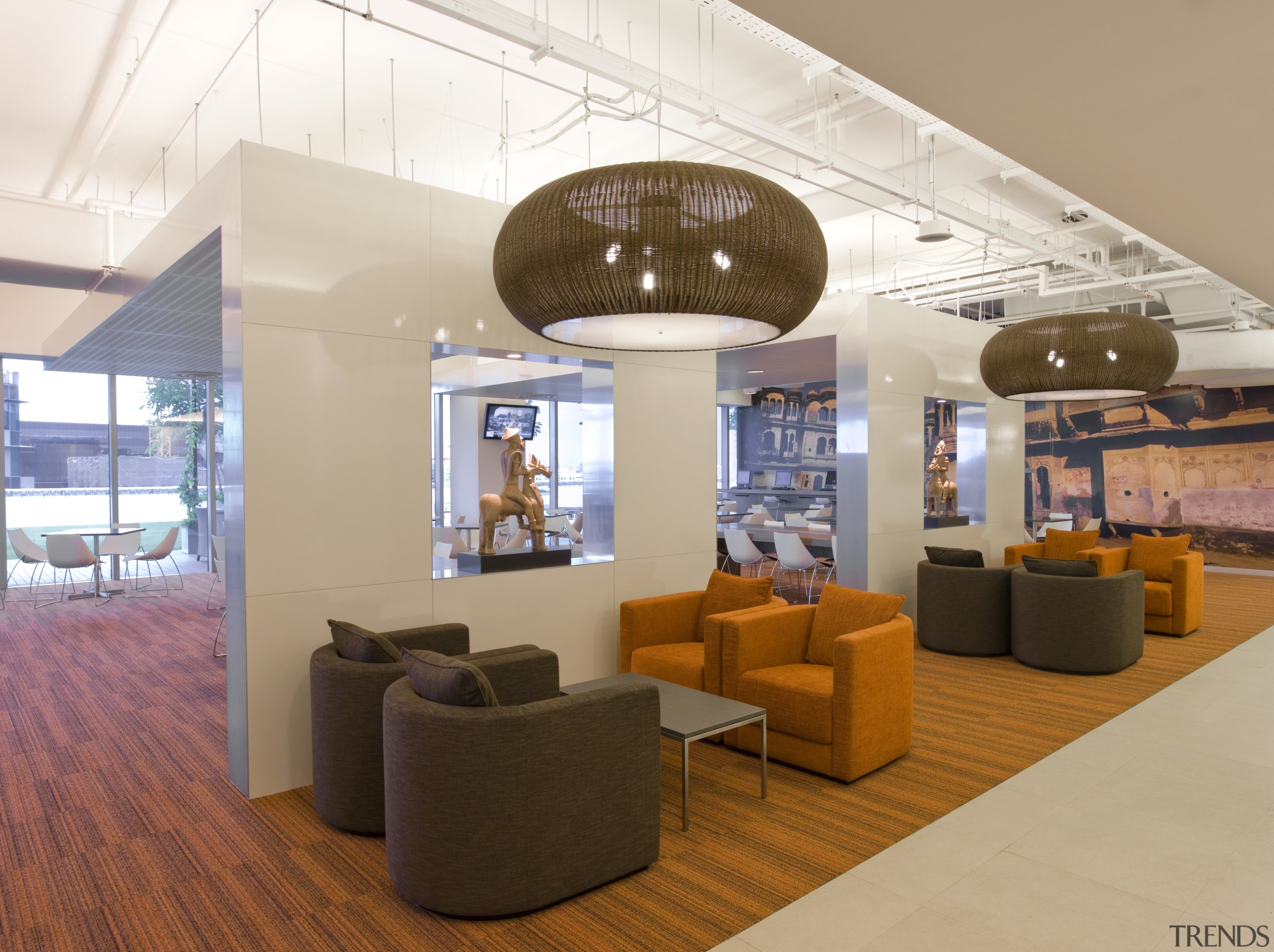 Standard Chartered Bank, Changi Business Park, Singapore ceiling, interior design, lobby, white, brown