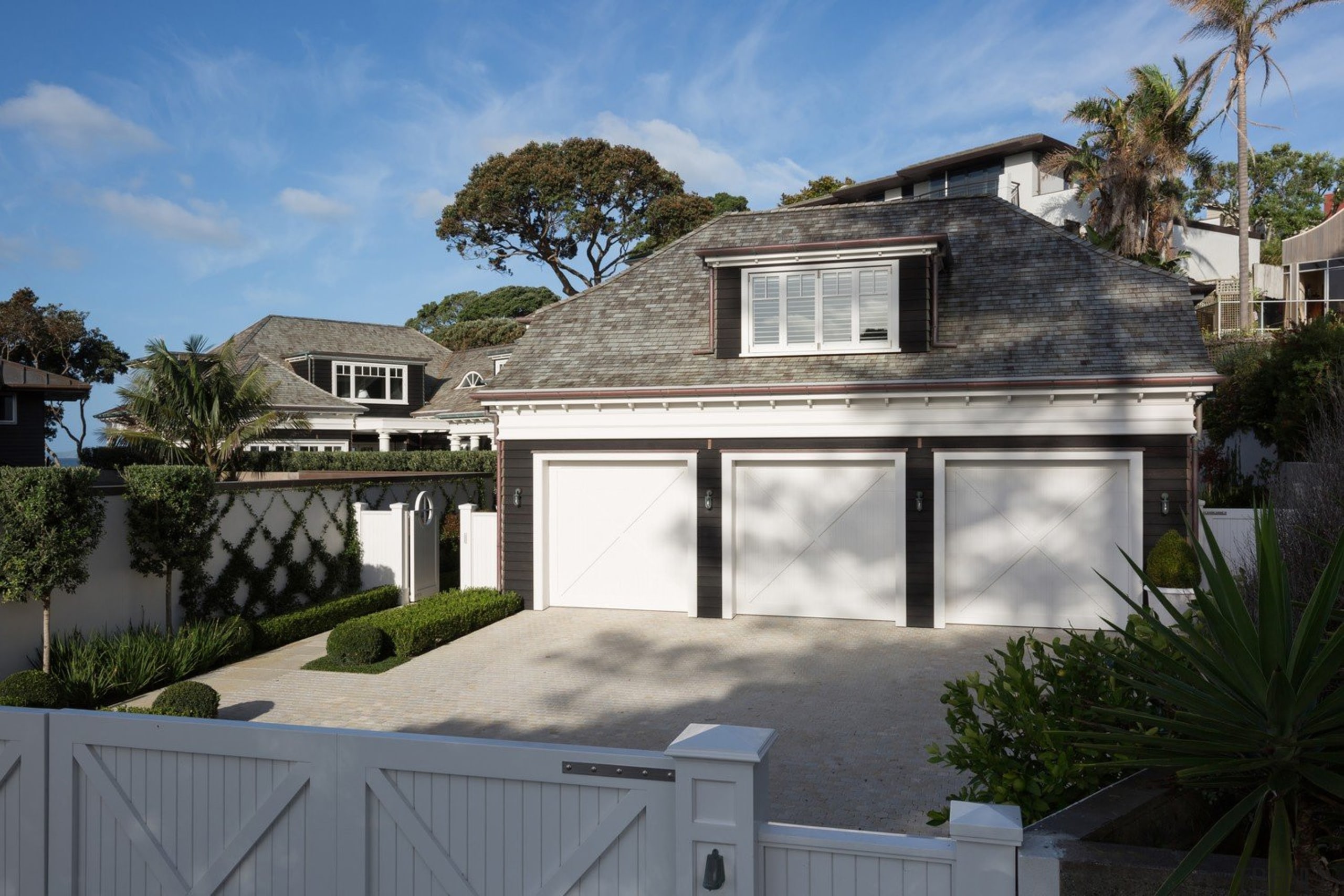 Garage - building | cottage | elevation | building, cottage, elevation, estate, facade, home, house, property, real estate, residential area, roof, villa, window, gray