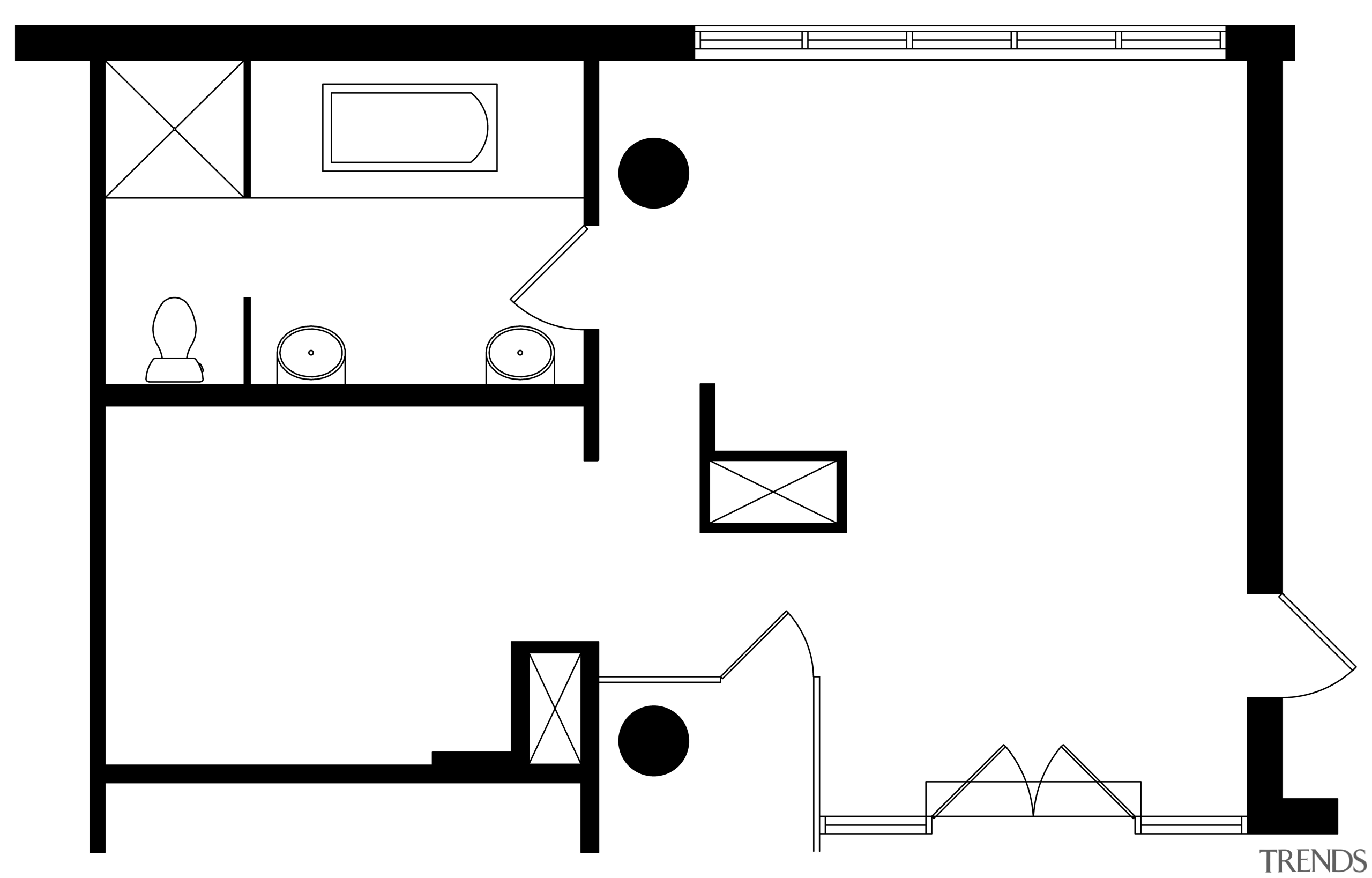 This master suite plan shows the poor distribution angle, area, black, black and white, design, diagram, drawing, font, furniture, line, pattern, product, product design, square, technology, text, white