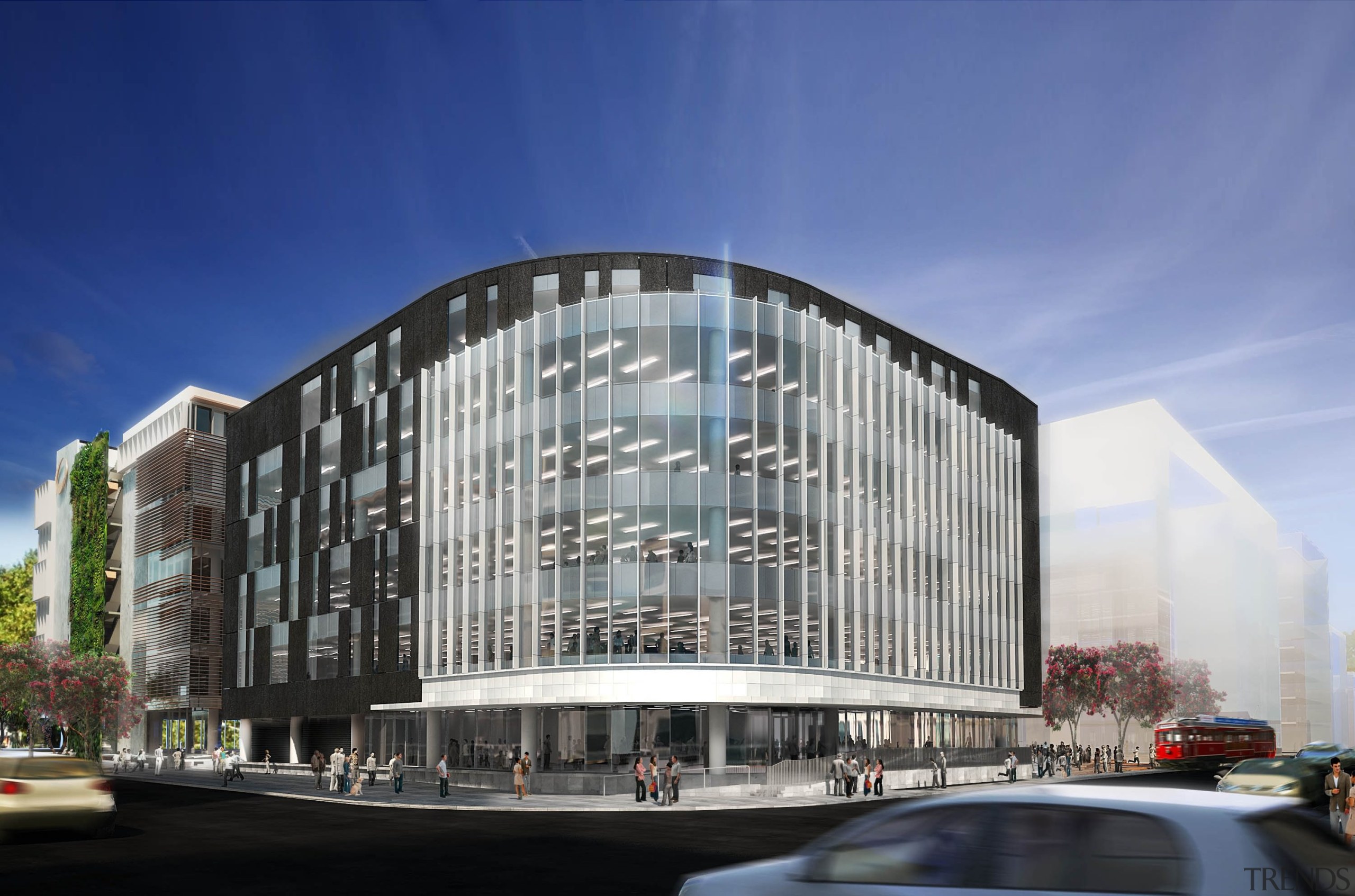 Bayleys House (pictured above), part of the VXV apartment, architecture, building, commercial building, condominium, corporate headquarters, daytime, facade, headquarters, metropolis, metropolitan area, mixed use, plaza, real estate, residential area, sky, tower block, blue, gray