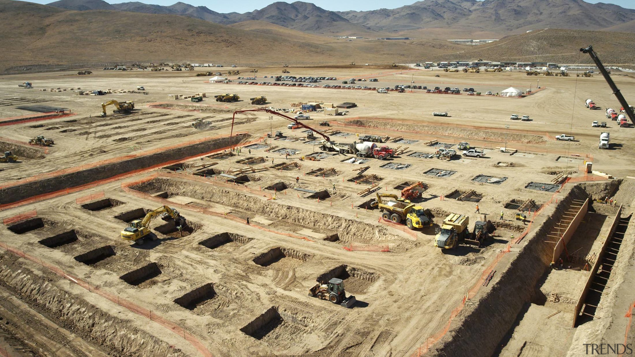 Another view of the foundations being prepared - aerial photography, ancient history, bird's eye view, construction, orange