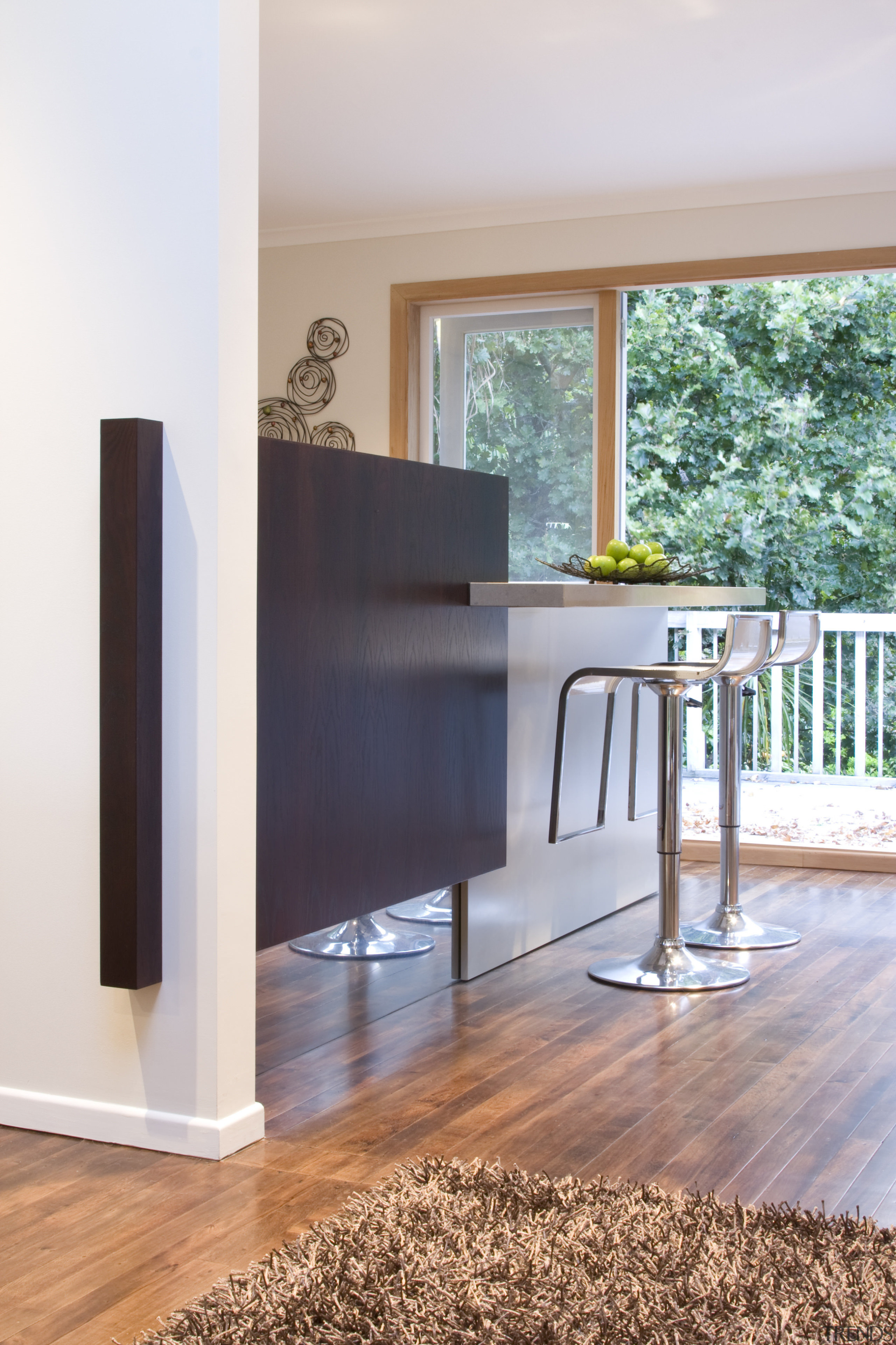 View of a kitchen designed by Toni Roberts chair, floor, flooring, furniture, hardwood, home, interior design, product, table, wall, window, wood, wood flooring, white