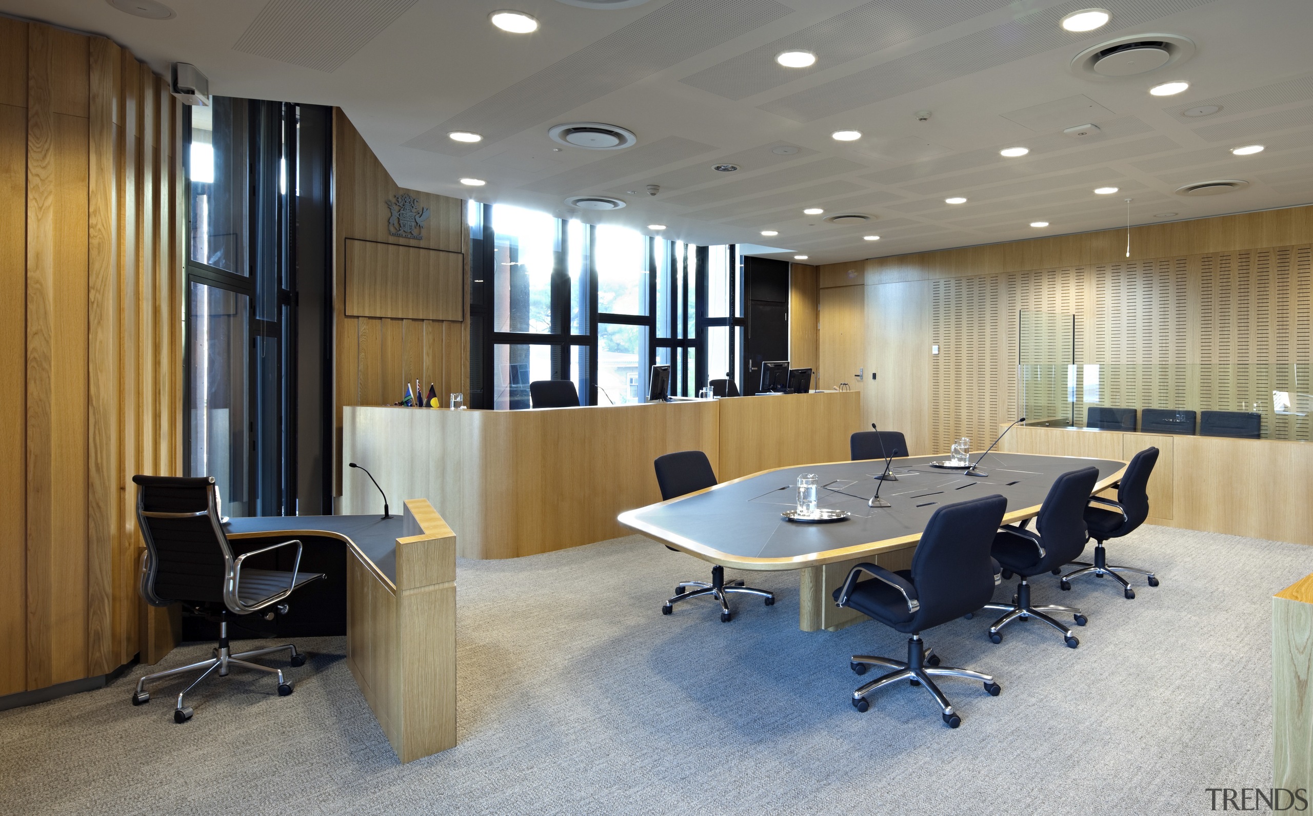 QLD Department of Justice and Attorney - QLD ceiling, conference hall, furniture, interior design, lobby, office, gray