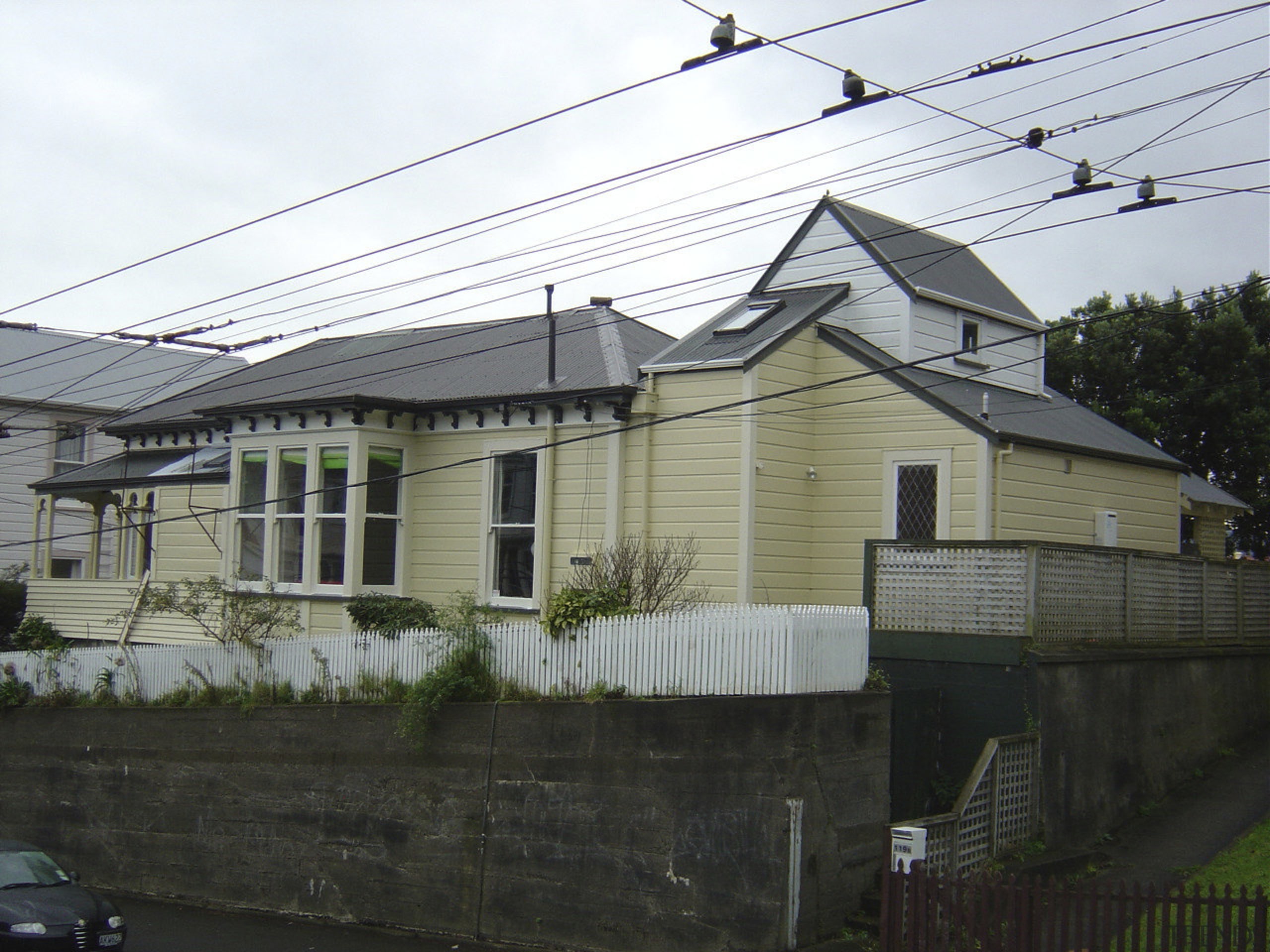 Exterior View Renovated Old 20 century Villa Designed architecture, building, cottage, estate, facade, home, house, neighbourhood, property, real estate, residential area, roof, siding, suburb, black, white