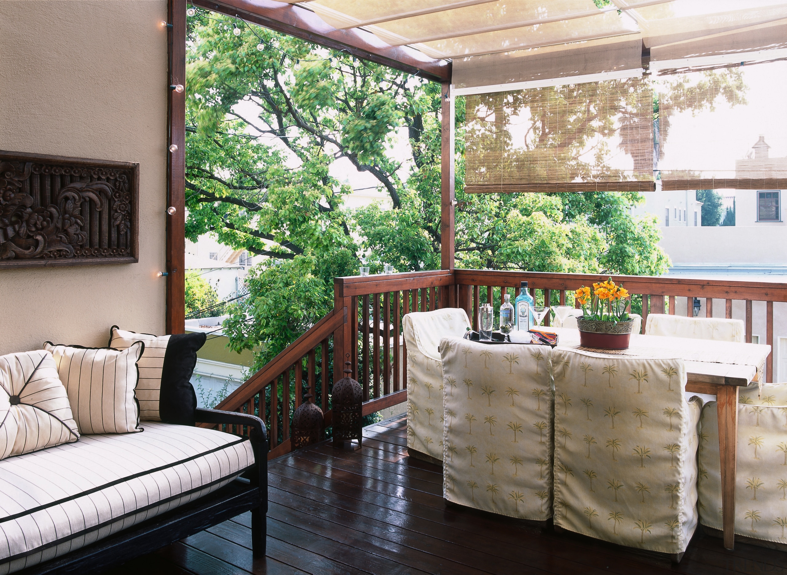 view of the outdoor patio featuring diniing table estate, home, house, interior design, living room, outdoor structure, porch, property, real estate, window, gray