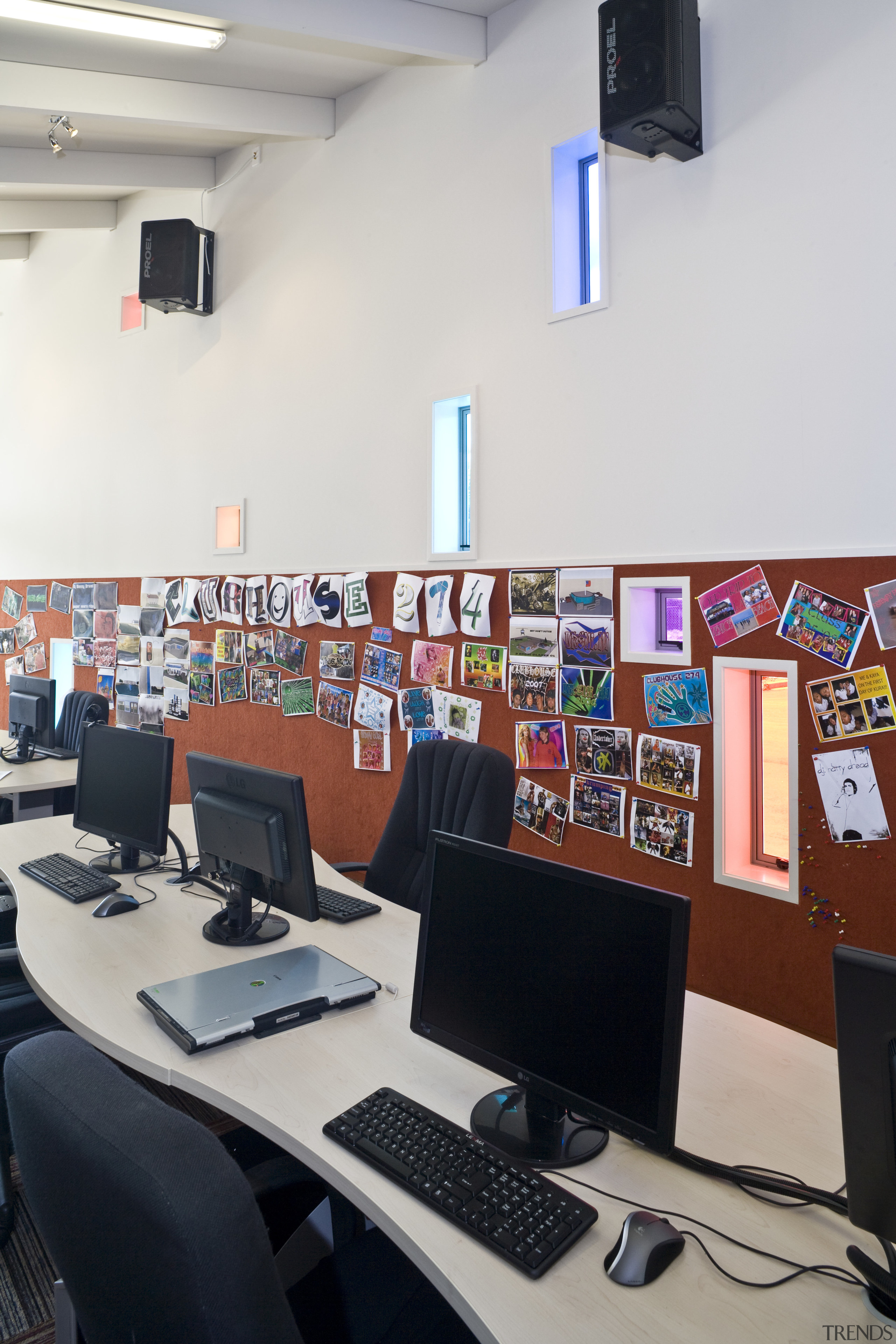 View of the computer room which features IT classroom, electronic device, electronics, furniture, institution, office, technology, gray