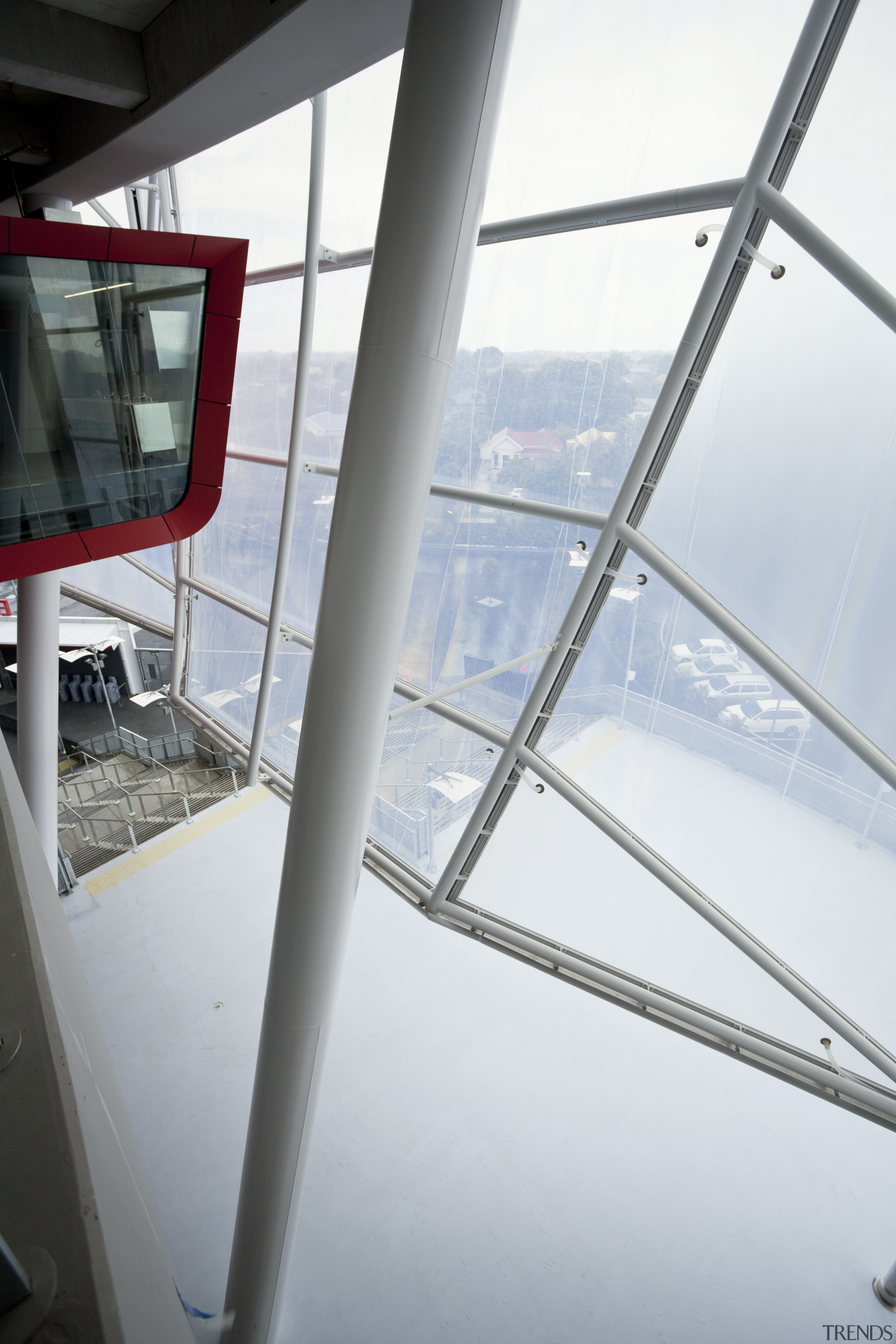 View of the newly upgraded Eden Park which architecture, daylighting, daytime, glass, house, line, sky, structure, window, white, gray