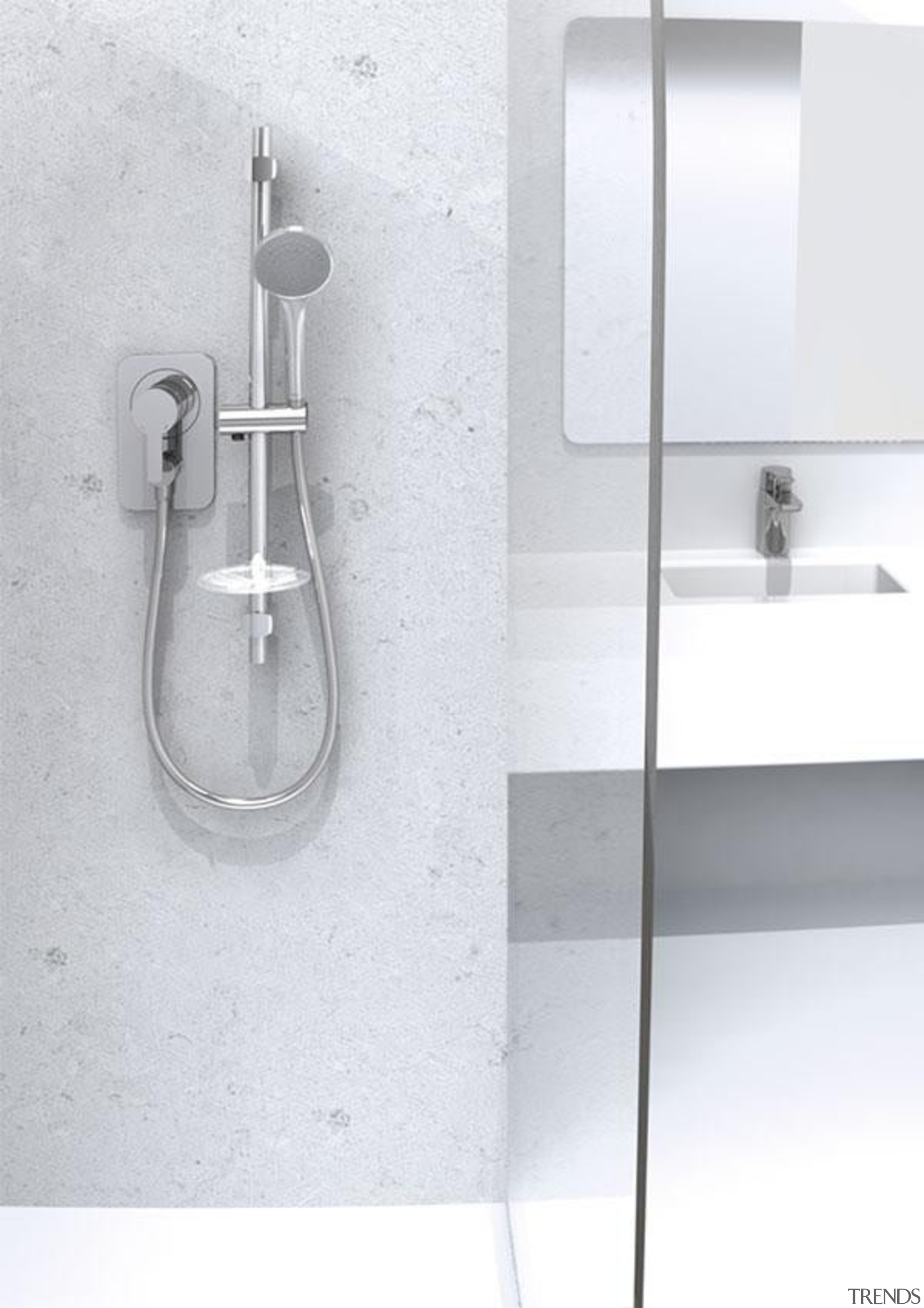 Aria Versadisc™ Exposed Flexishower gives you a tidier angle, bathroom, bathroom accessory, bathroom sink, plumbing fixture, tap, white