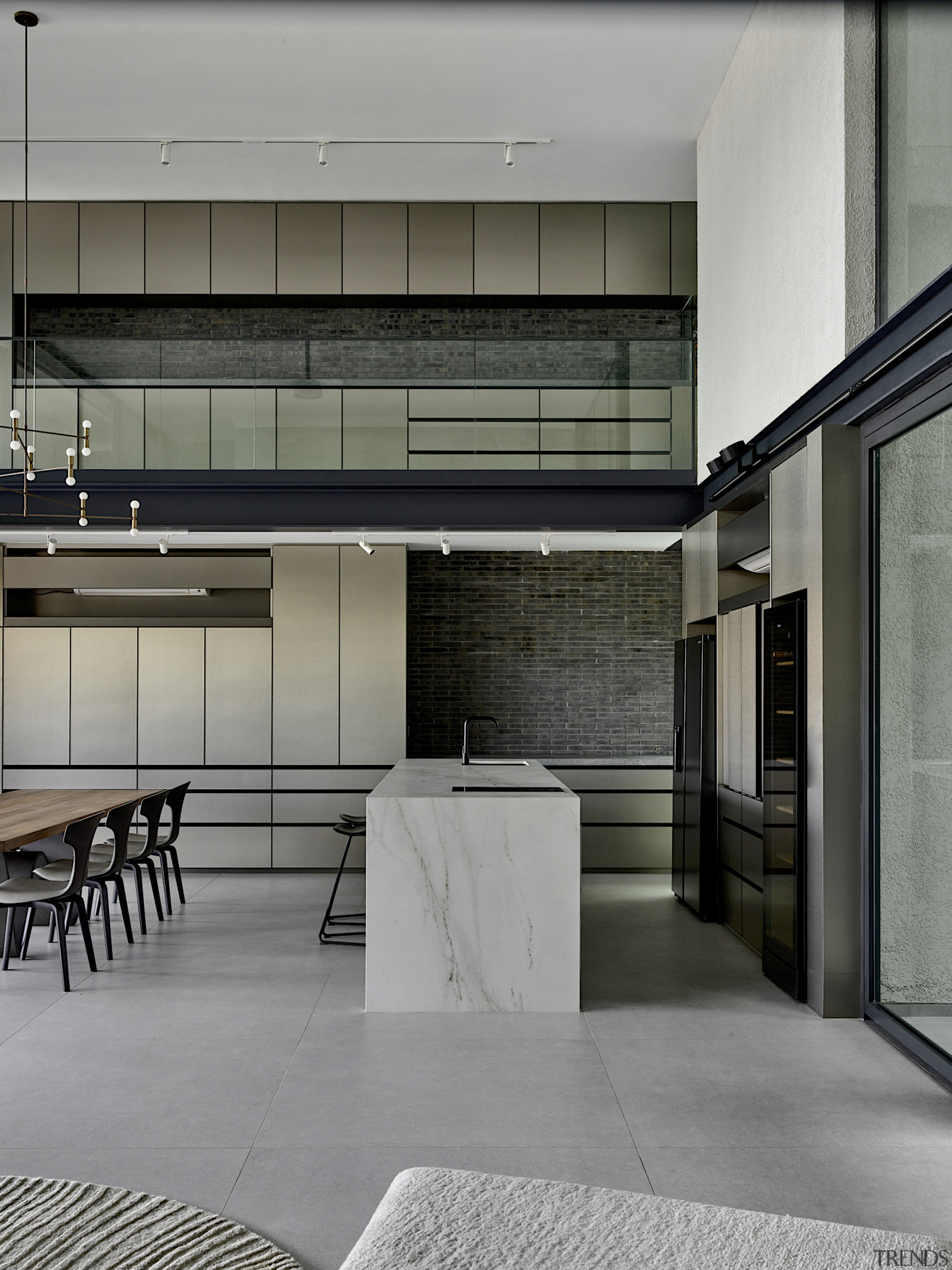 The home's dry kitchen showing the soaring ceiling 