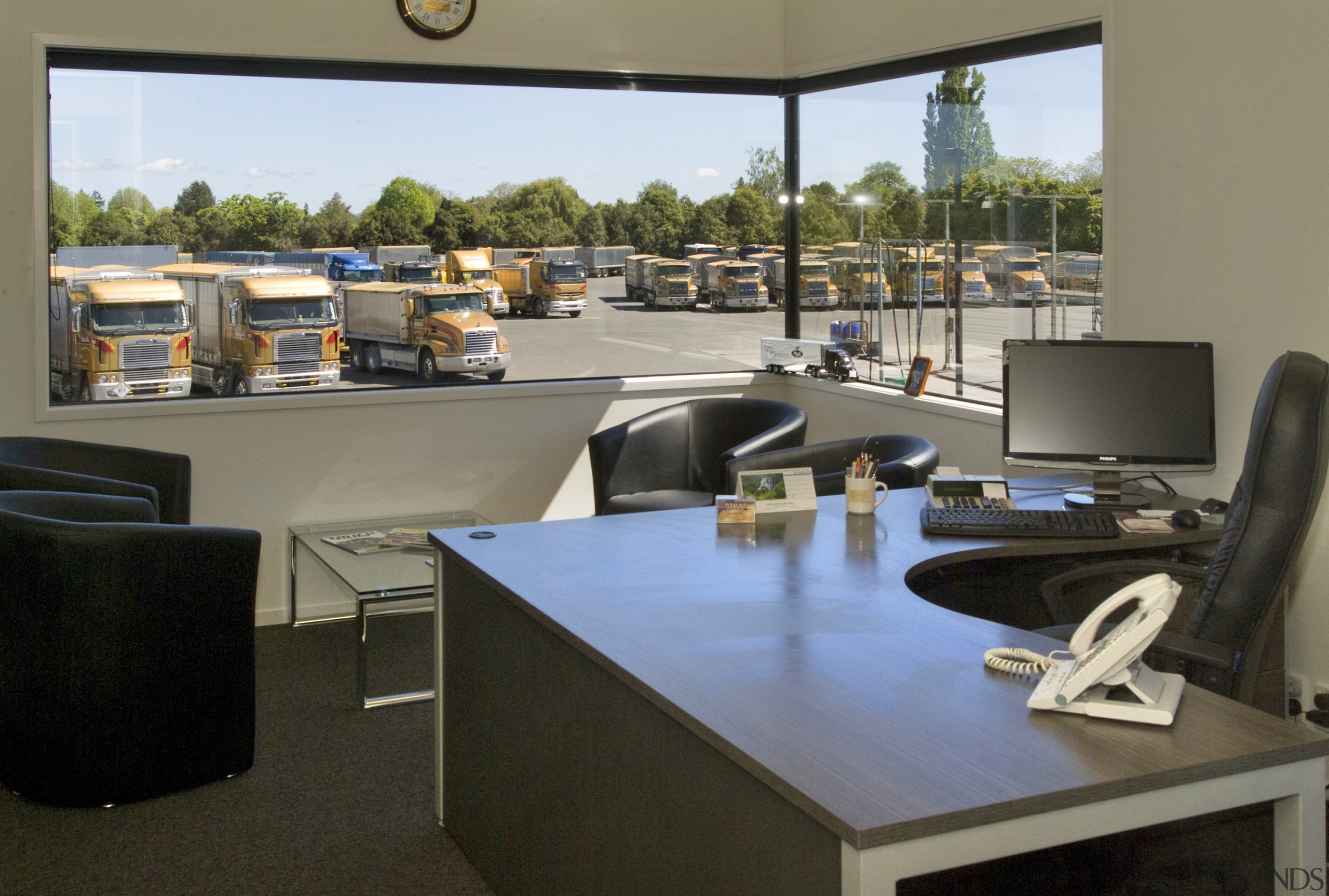 Interior view of the main office &amp; company furniture, interior design, office, real estate, table, black, gray