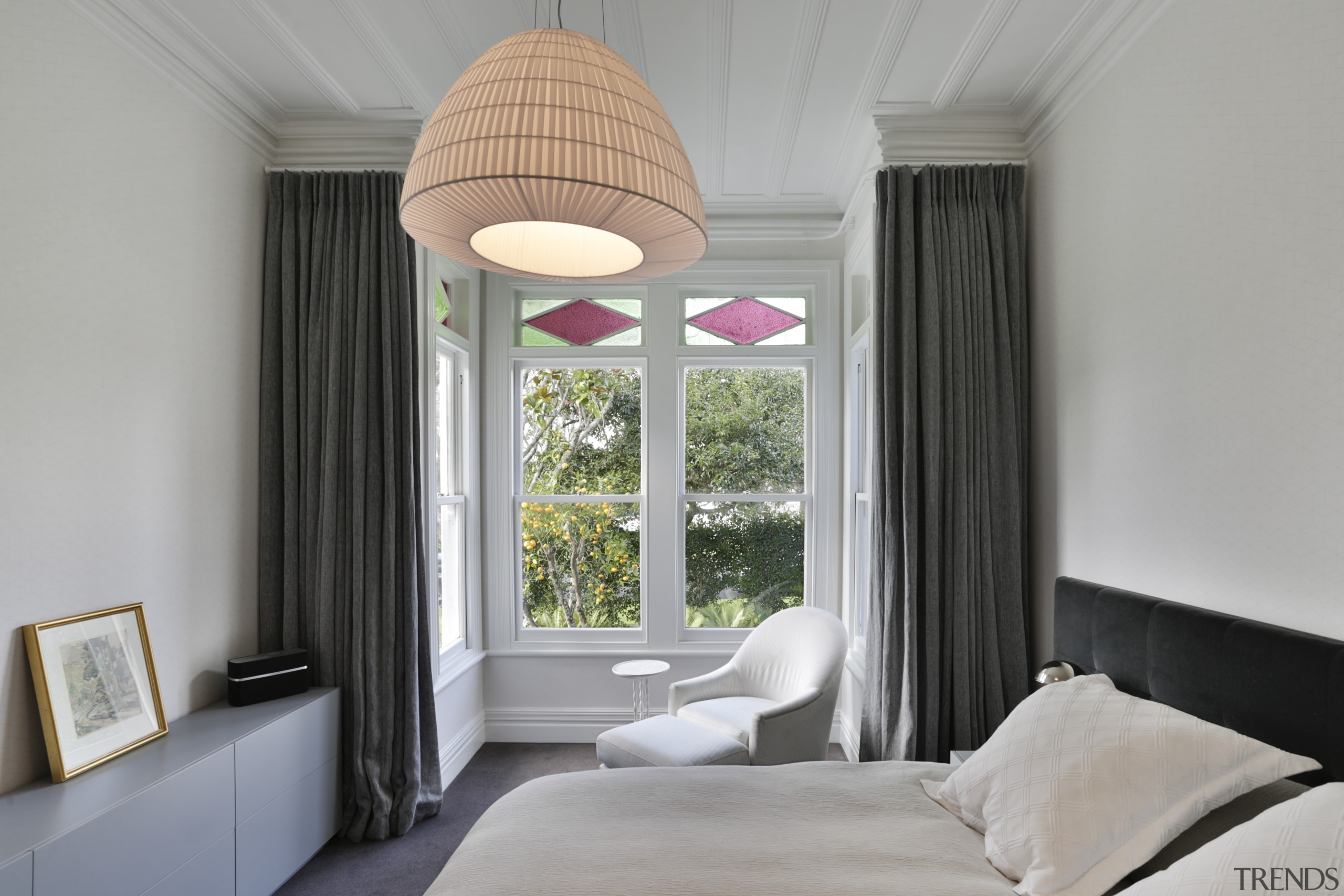 ​​​​​​​In this villa renovation, classic details were retained architecture, bedroom, ceiling, home, interior design, bedroom, Matt Brew Architect