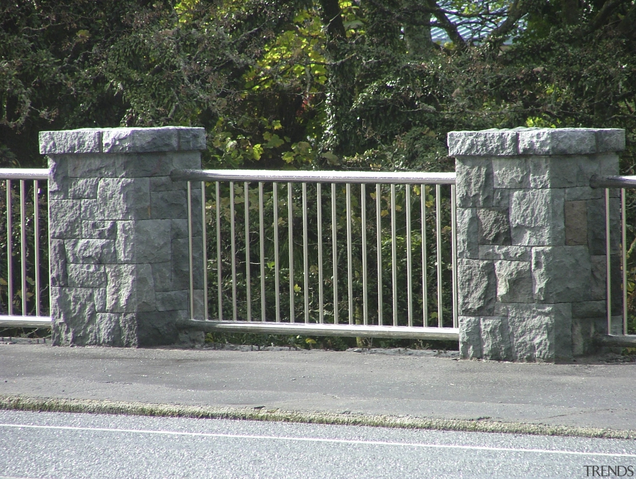 View of the stone balustrade of the Victoria fence, gate, iron, structure, wall, gray