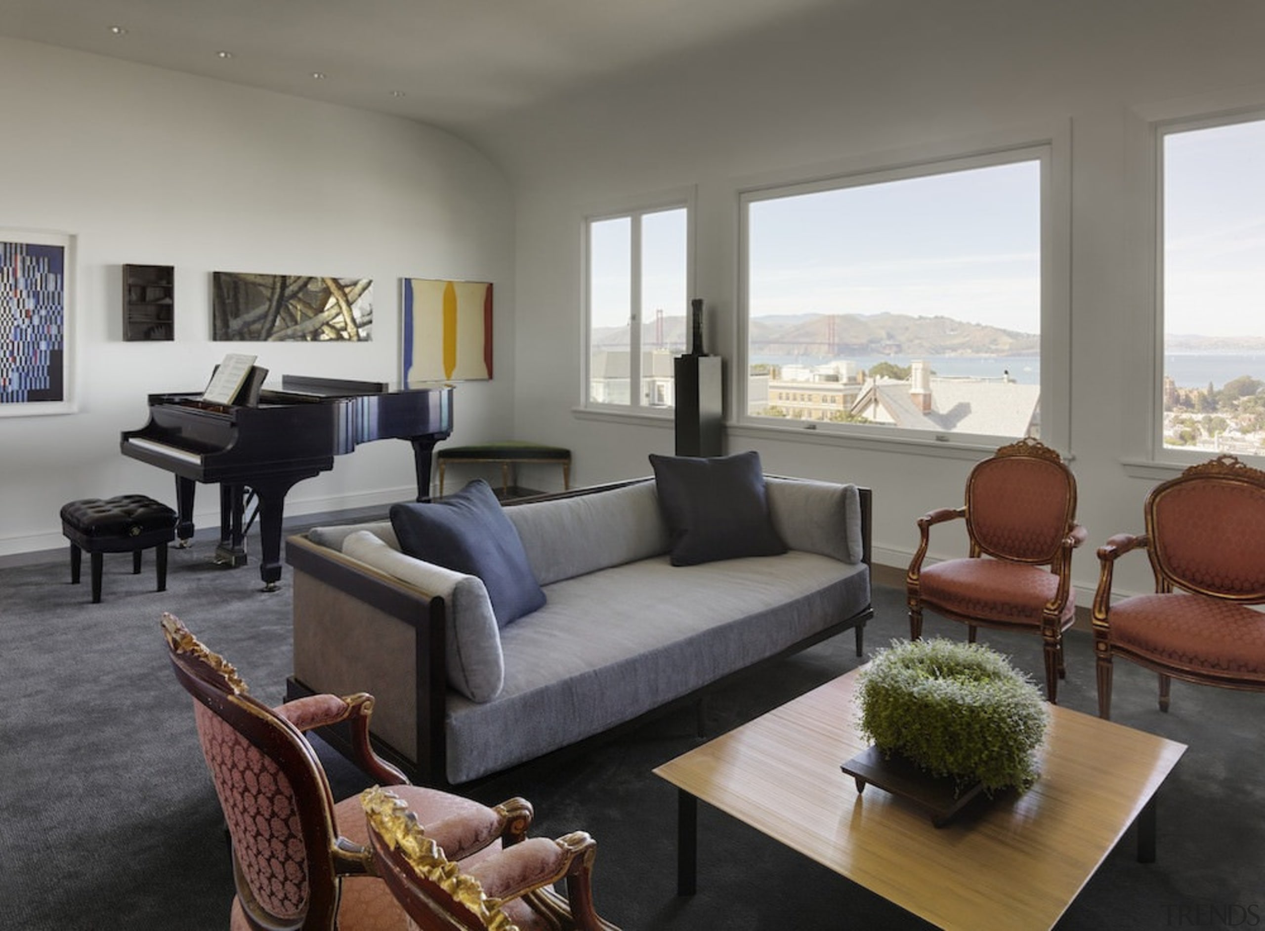Views of the bay - Views of the furniture, interior design, living room, property, real estate, room, window, gray