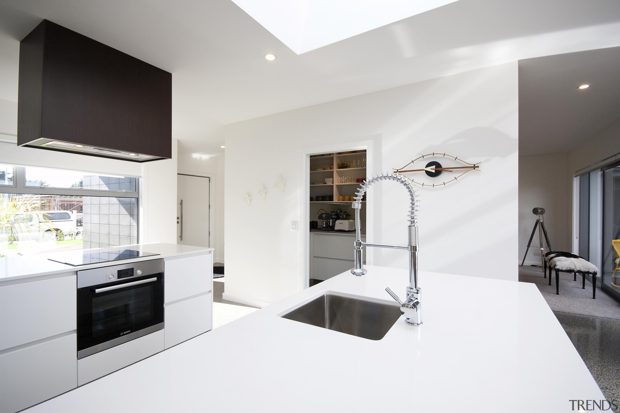 This client modified “Sandler” derivative built by Fowler architecture, countertop, house, interior design, kitchen, product design, real estate, room, white