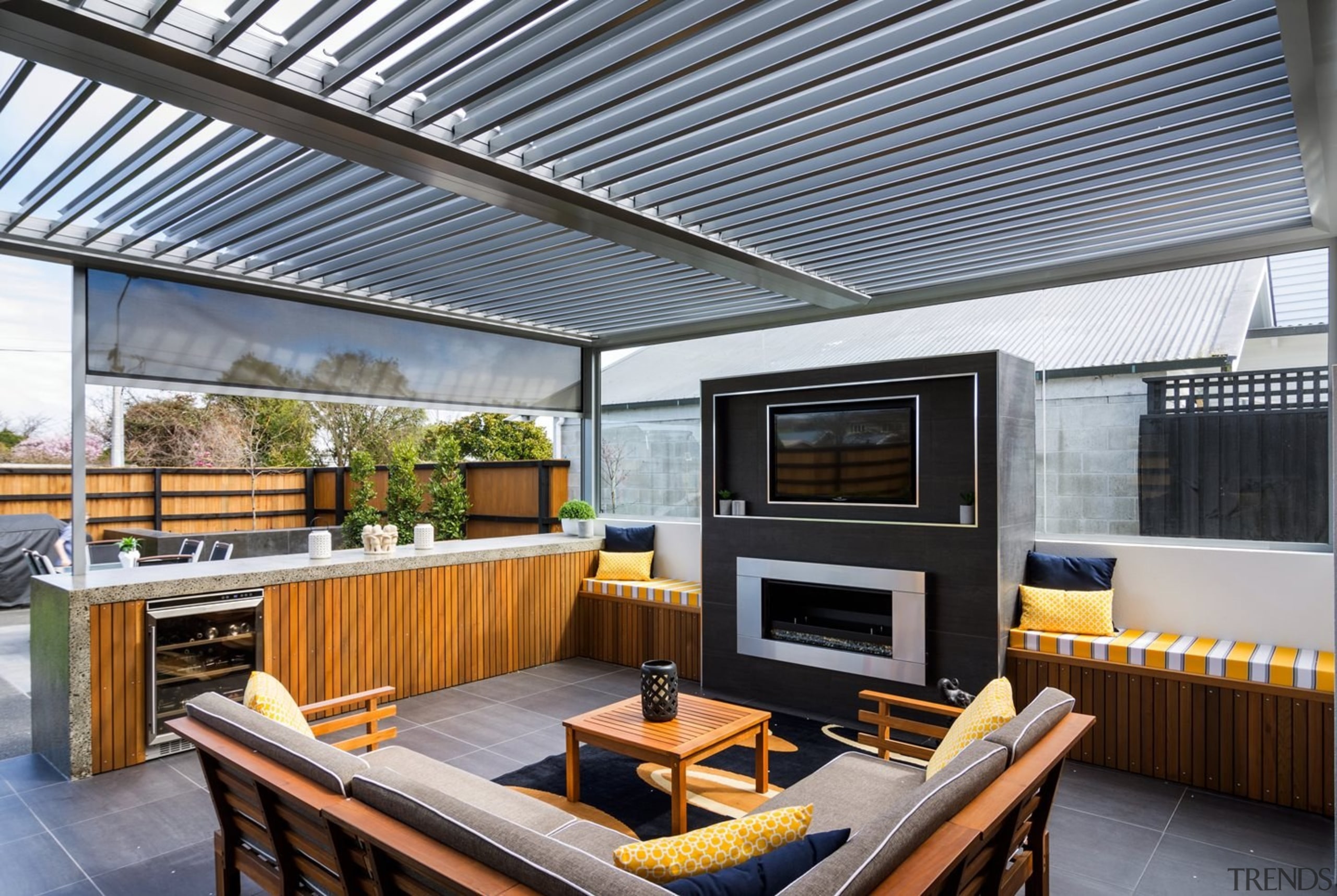 Silencio Rotating Louvres - interior design | outdoor interior design, outdoor structure, patio, real estate, roof, gray, black