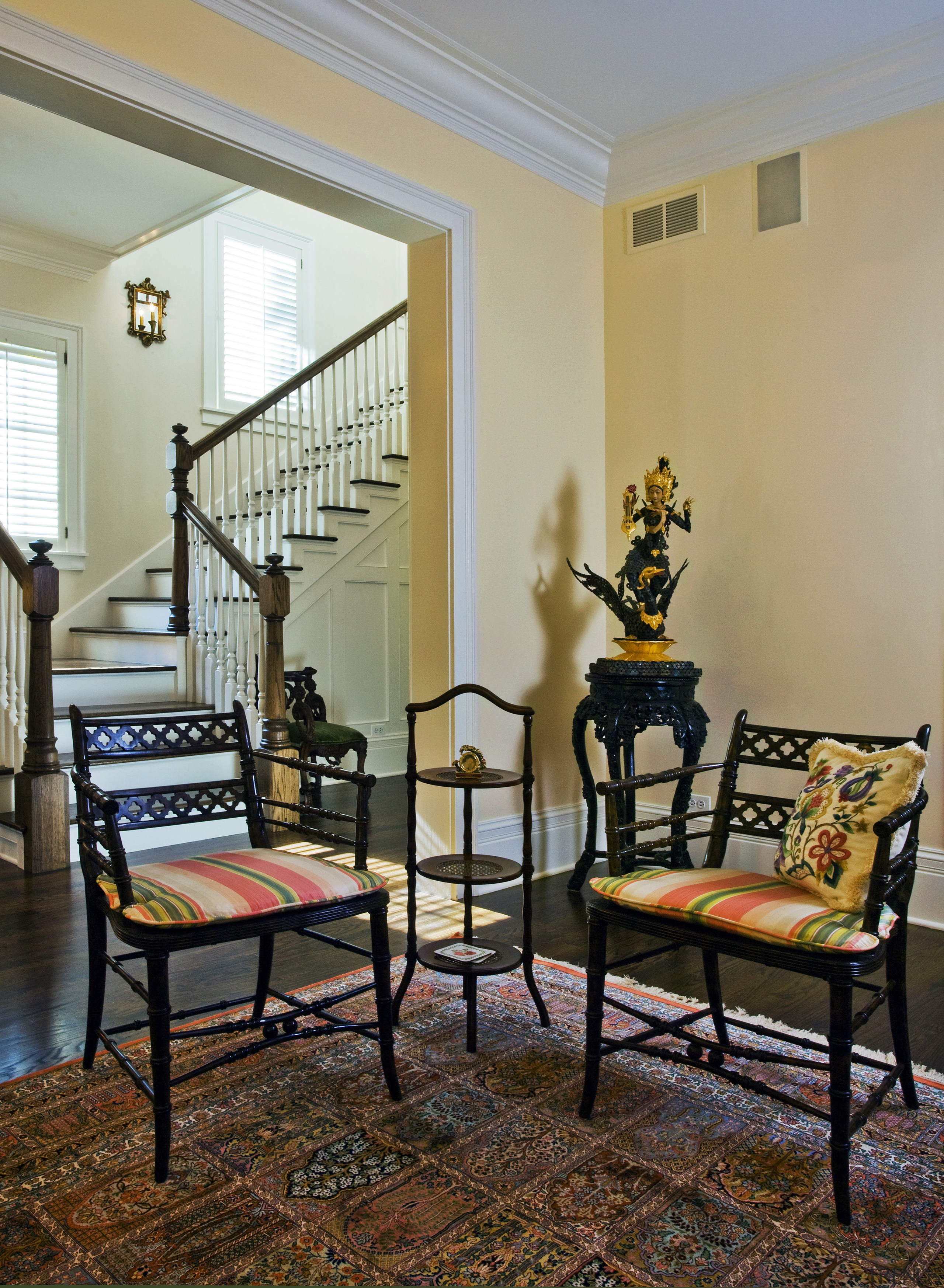 Interior view of this traditional home by Nicholas chair, dining room, furniture, home, house, interior design, living room, real estate, room, table, window, gray, brown
