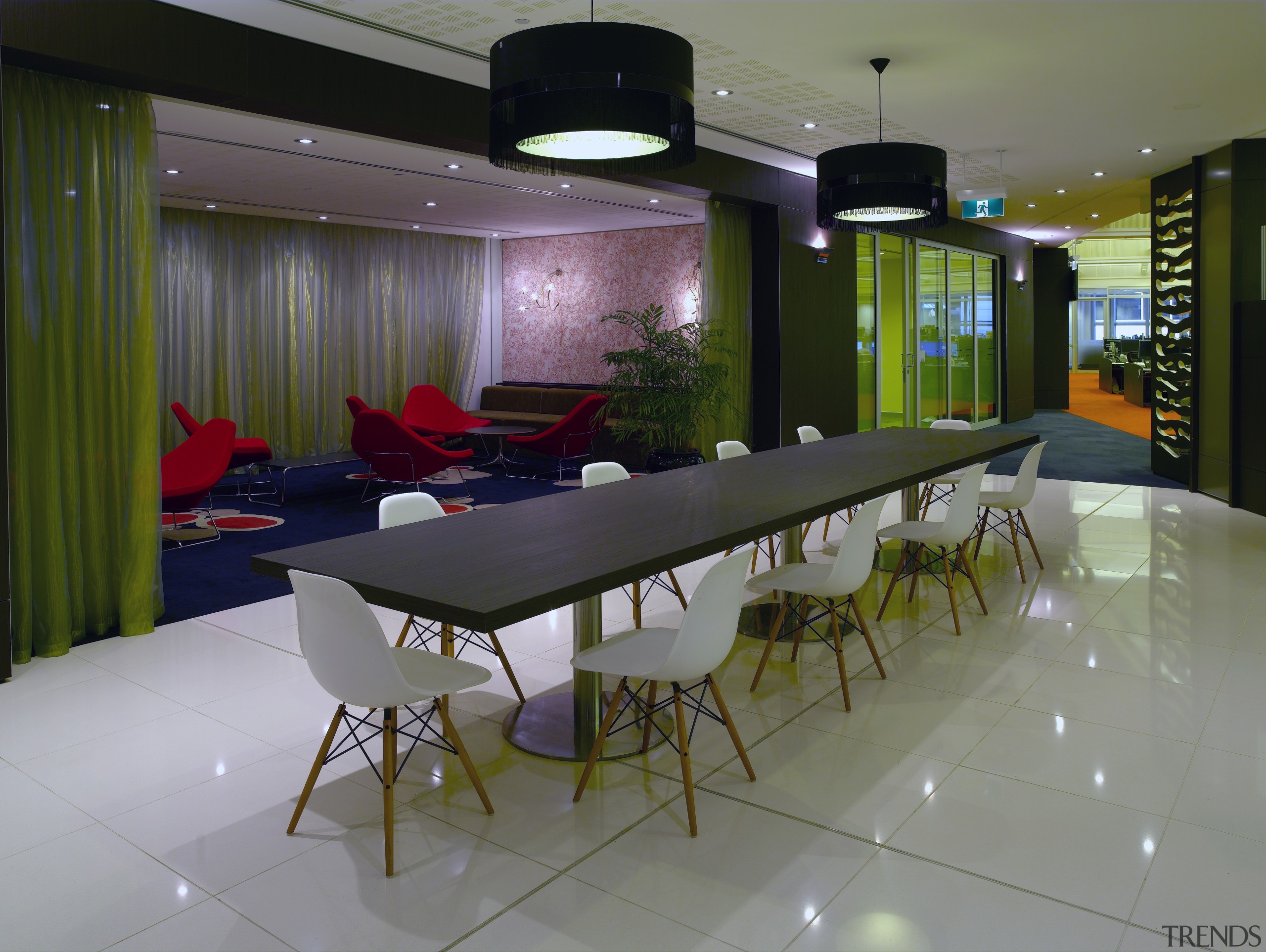 A view of the timber/tile and carpet flooring architecture, ceiling, house, interior design, real estate, table, gray