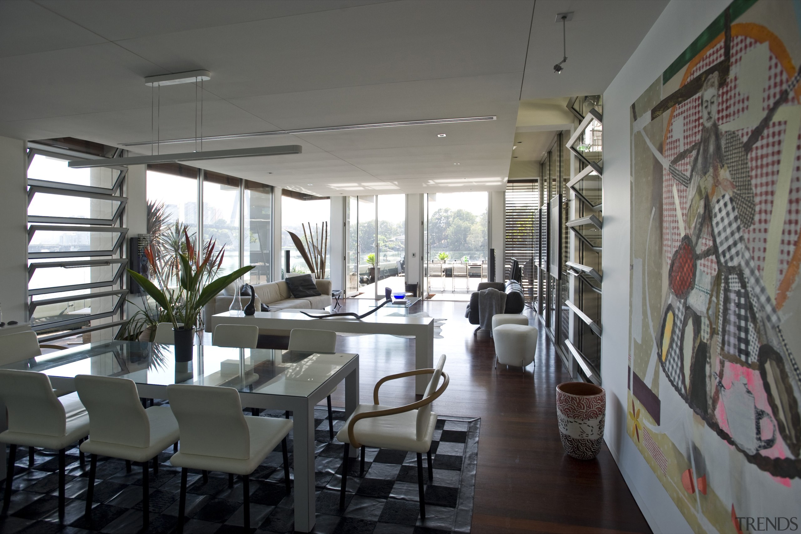 View of the main living areas - View interior design, gray, black